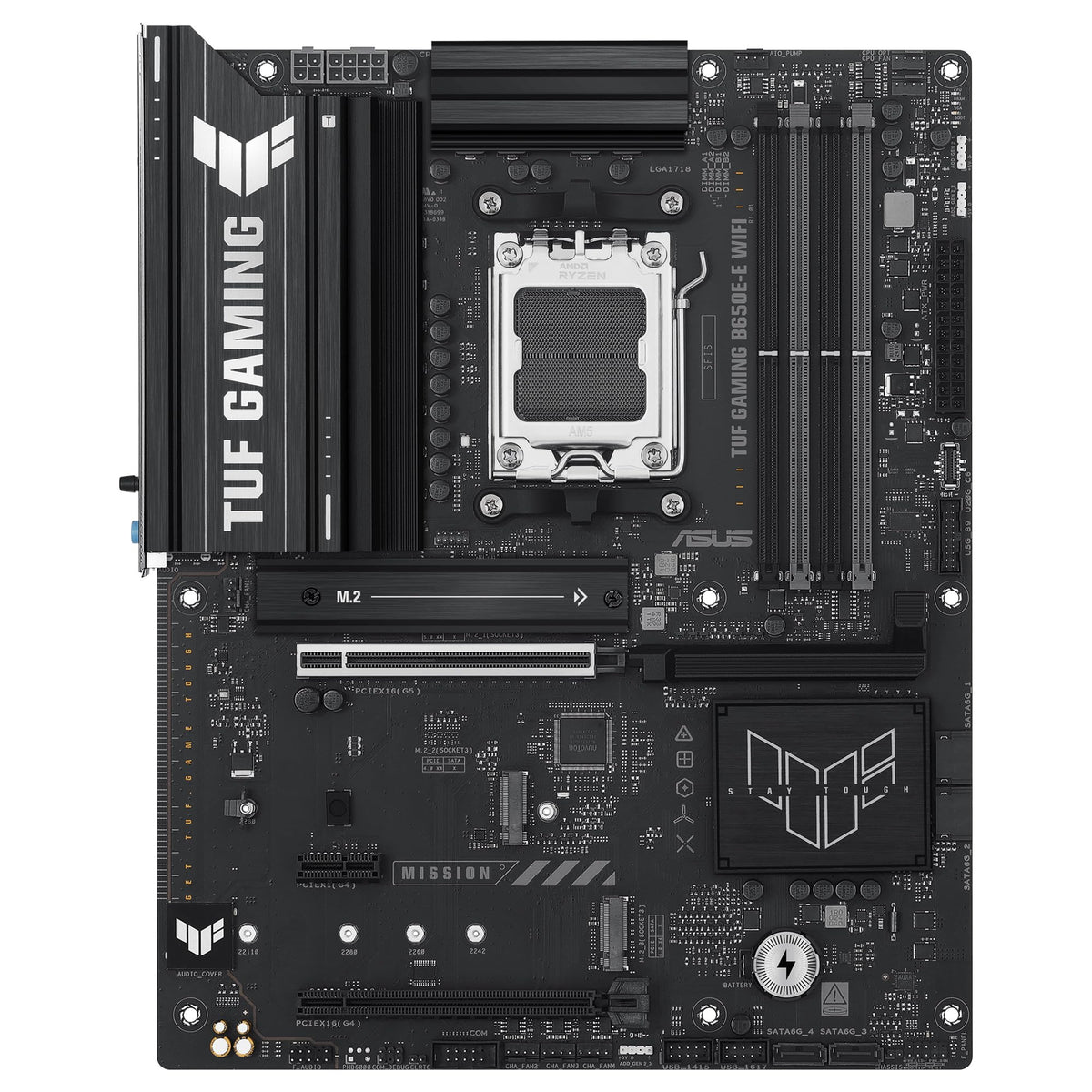 ASUS TUF Gaming B650E-E WiFi - Placa Base AMD B650 ATX, 8+2+1 etapas de Potencia 80A, DDR5, PCIe 5.0, M.2, Wi-Fi 6E, Ethernet 2,5 GB, DisplayPort, HDMI, USB Tipo-C, BIOS Flashback, Aura Sync