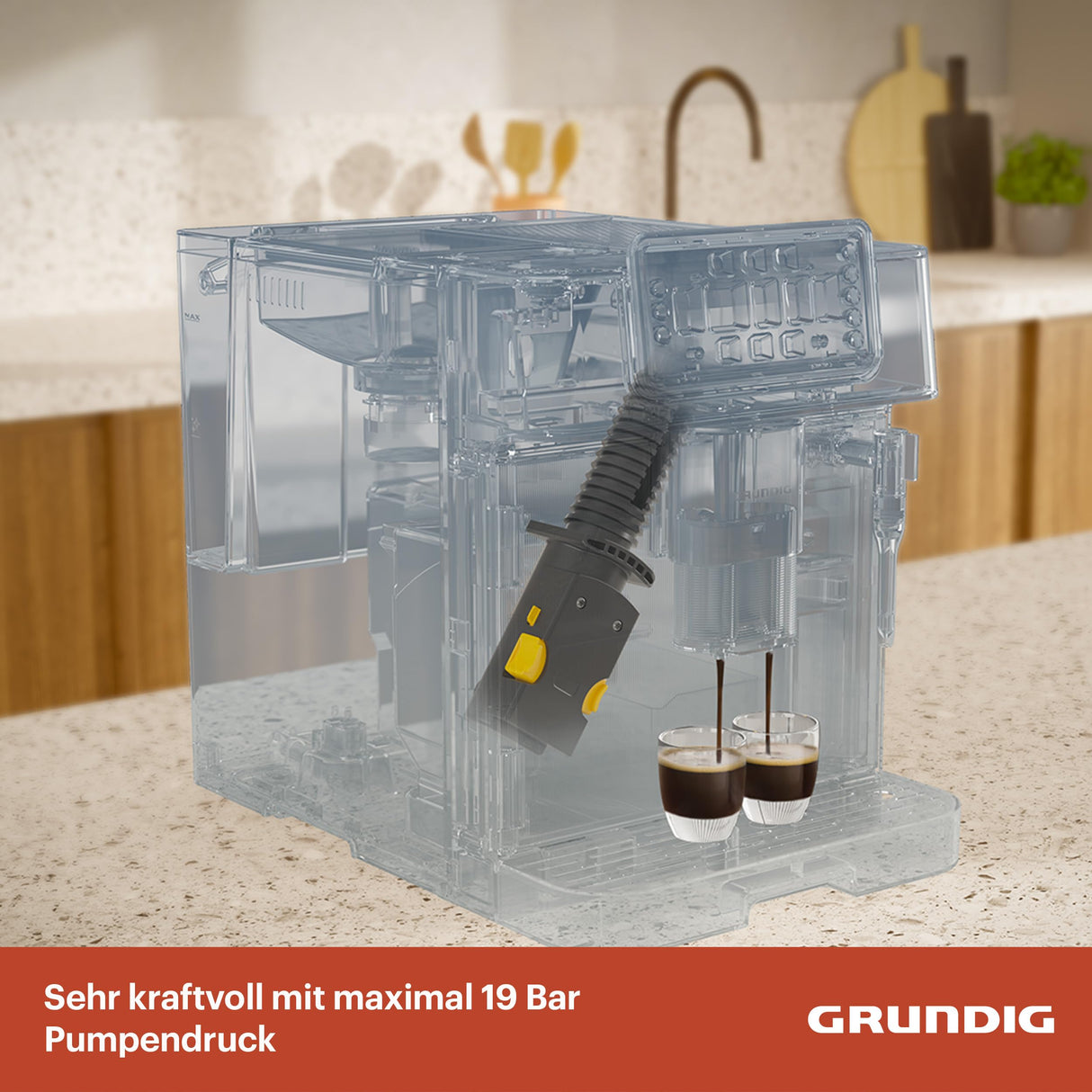 Grundig KVA 6230 - Cafetera automática con boquilla para espumar leche, mecanismo de acero inoxidable con 13 grados de molienda, depósito de granos de 250 g, depósito de agua extraíble de 2 litros,