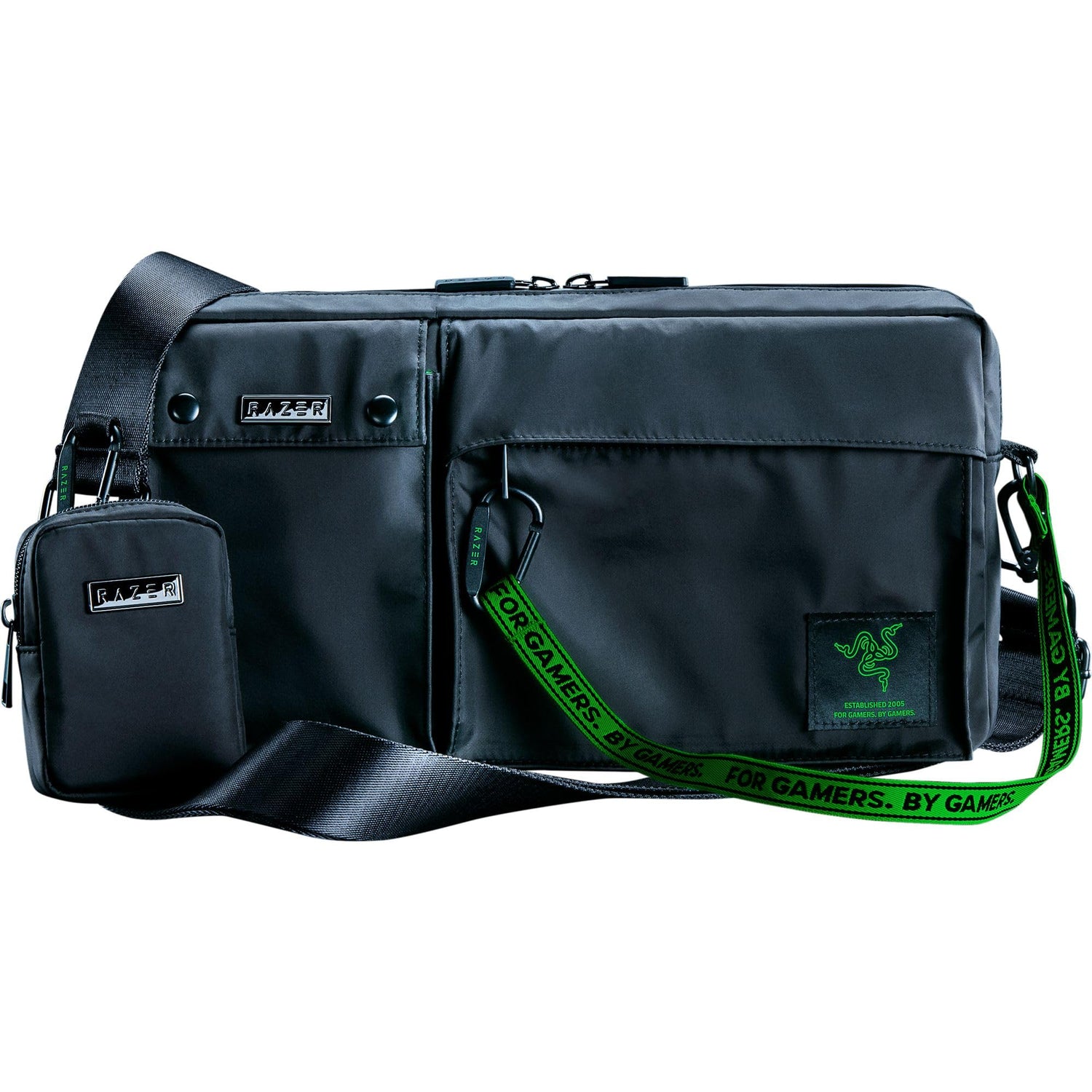 Razer Xanthus Crossbody Bolsa - Se adapta a Kishi, Steam Deck, Nintendo Switch - Nylon repelente al agua - Minibolsillo desmontable para auriculares - 3 bolsillos externos y 3 internos