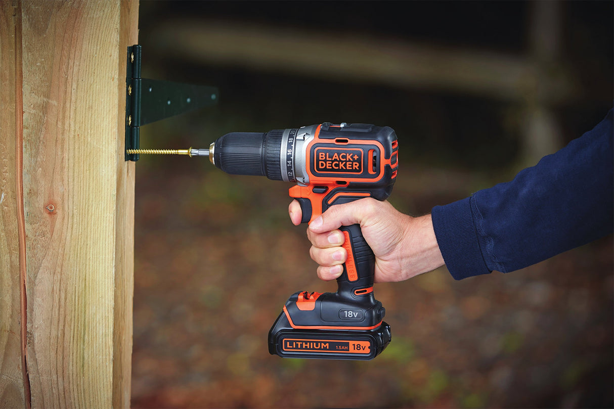 BLACK+DECKER BL186KB Taladro Atornillador 18V Motor Brushless Incluye 2 Baterias de Litio 1.5Ah Cargador y Maletin