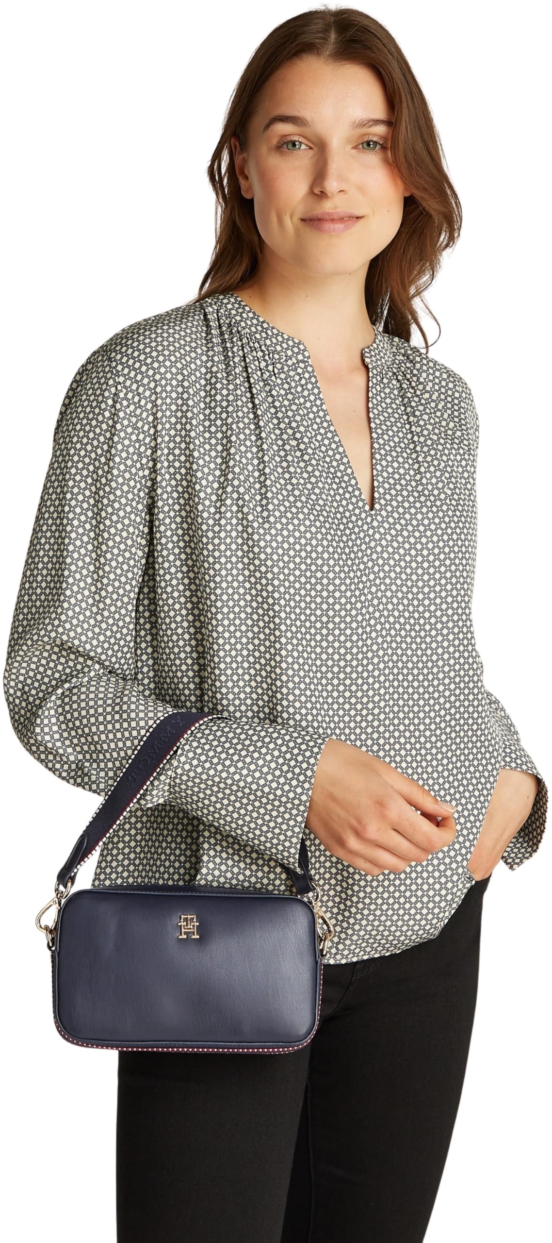 Tommy Hilfiger Bolso con asa Mujer Distinct Camera Bag pequeño, Azul (Space Blue Corp), Talla Única