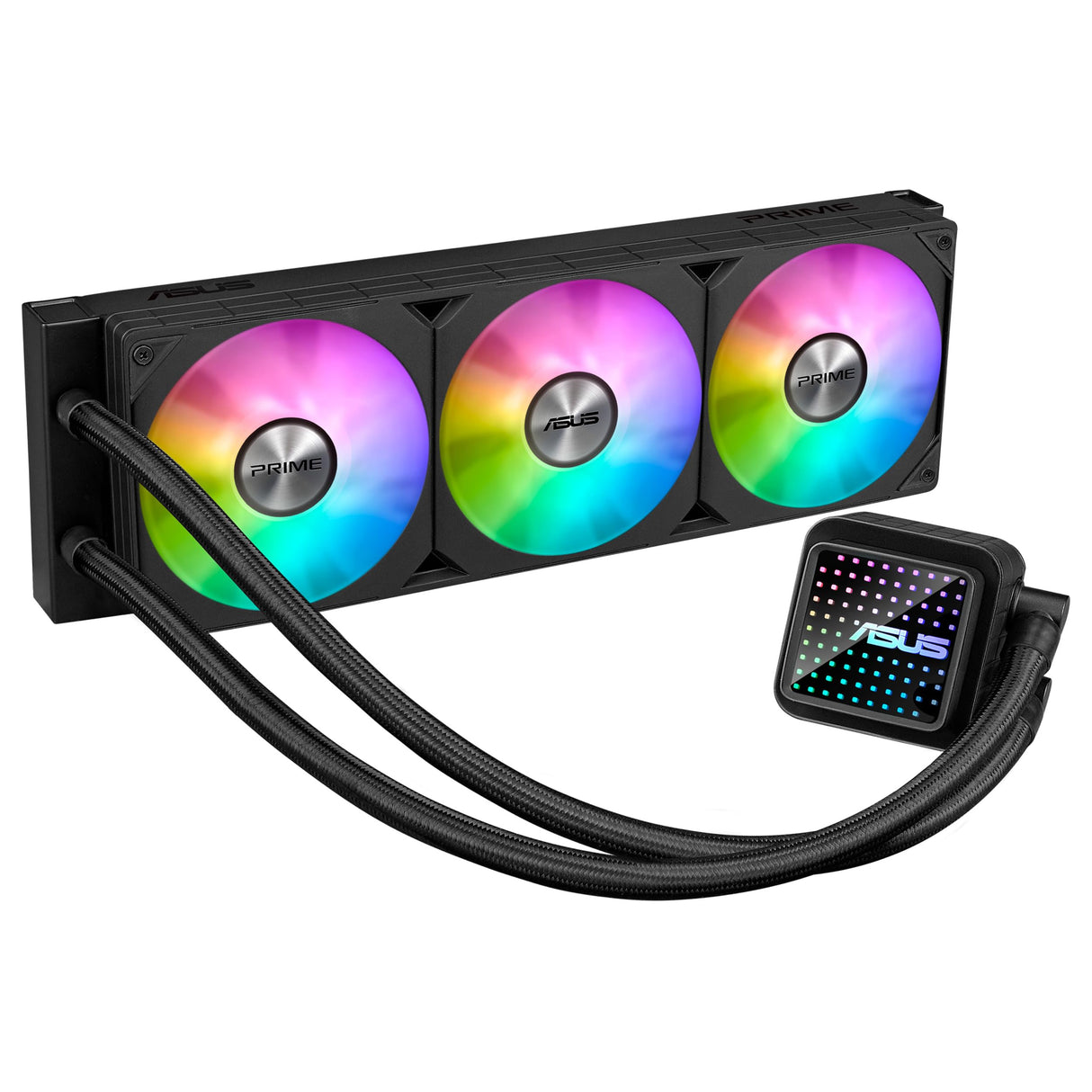 ASUS Prime LC 360 ARGB, Refrigerador líquido para CPU Todo en uno con Zona de Contacto con la CPU y Canales con Aletas, Bloque de Agua con Lentes de Espejo Infinito y Ventiladores ARGB