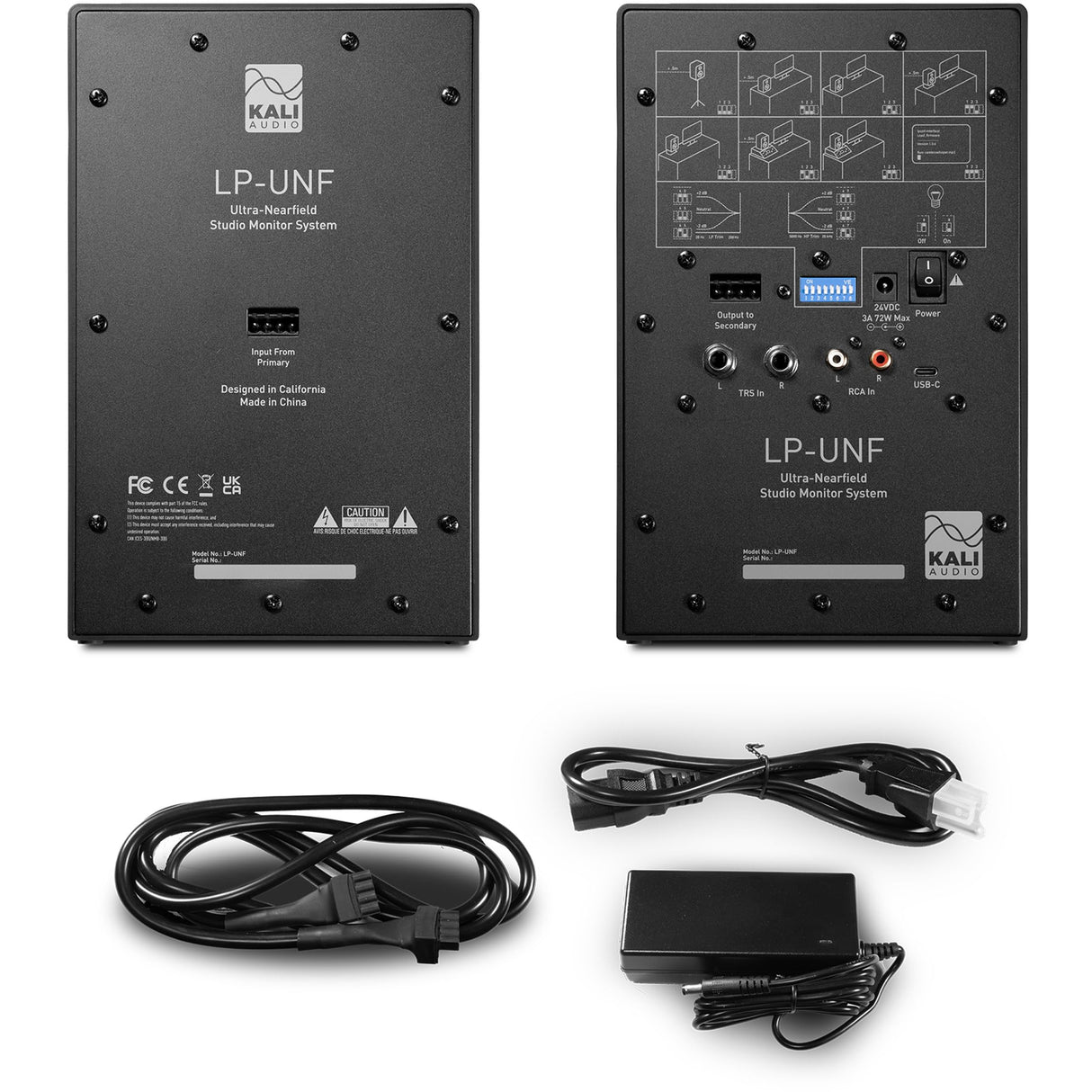 Kali Audio - LP-UNF-EU Par de monitores Ultra cercano biamplificados de 160 vatios, Sistema de Sonido, Monitor de Estudio, Ecualizador de límite, conectividad Hi-Fi con Bluetooth/USB-C,TRS,RCA, Negro