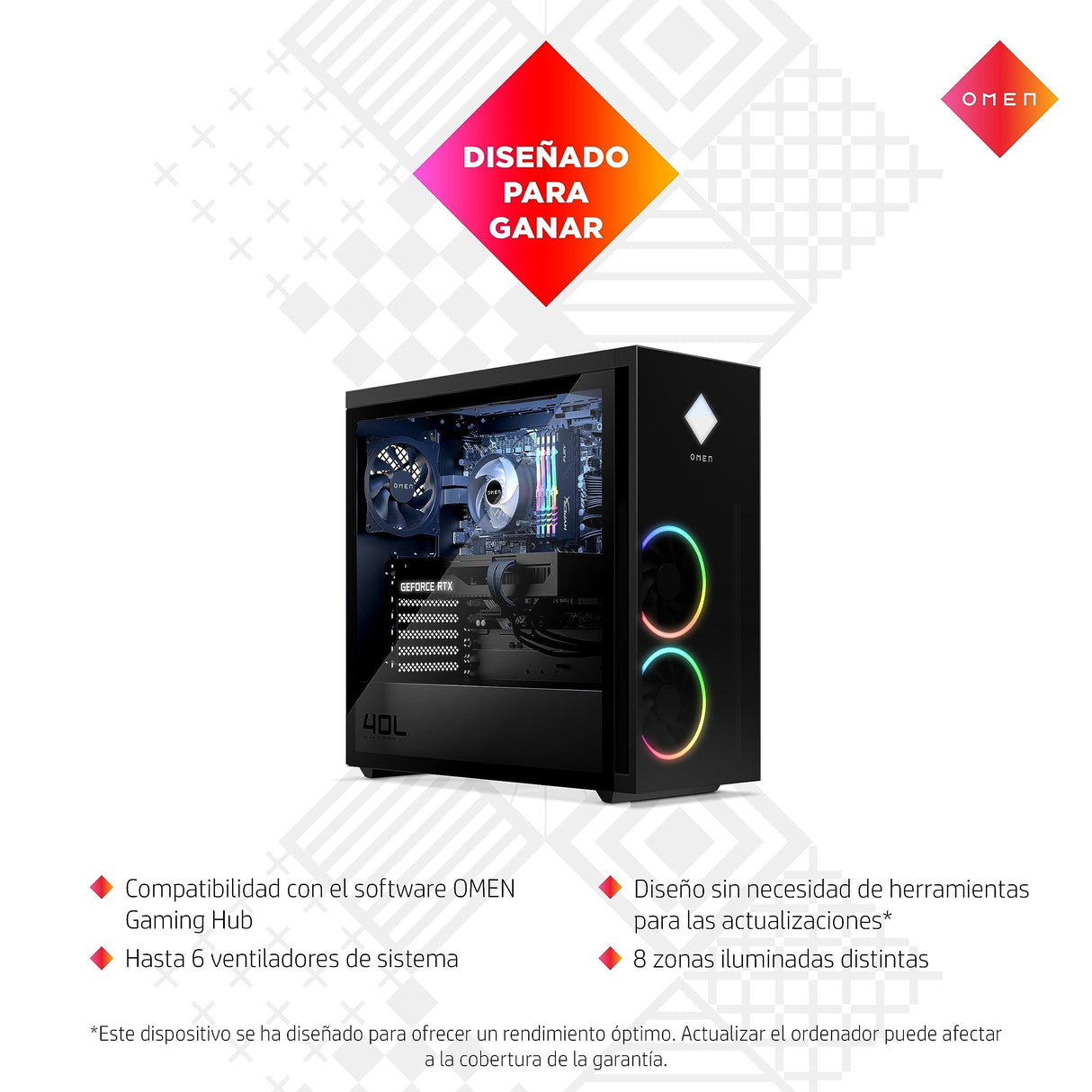 HP OMEN 40L GT21-0076ns Gaming PC, Ryzen 5000, NVIDIA GeForce 3060Ti (12 GB), Windows 11 Home, 16 GB RAM, 1TB SSD, 5600X, 512GB SSD