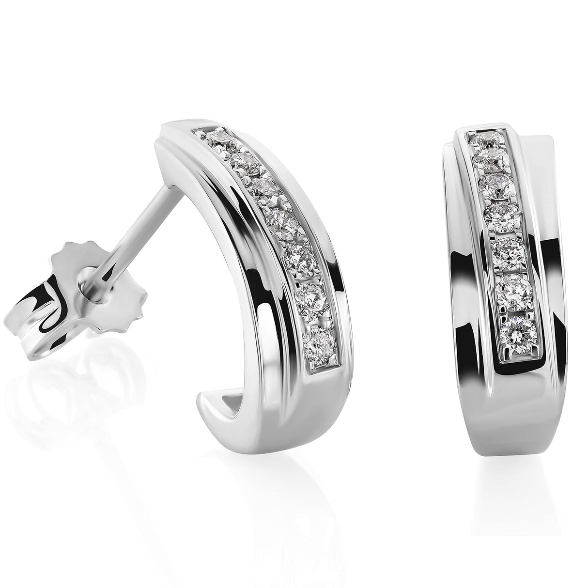 Orphelia Pendientes para mujer de oro y diamante, oro blanco 750 rodiado, diamante (0,19 ct), talla redonda blanca - OD-5292, Diamante, Diamante