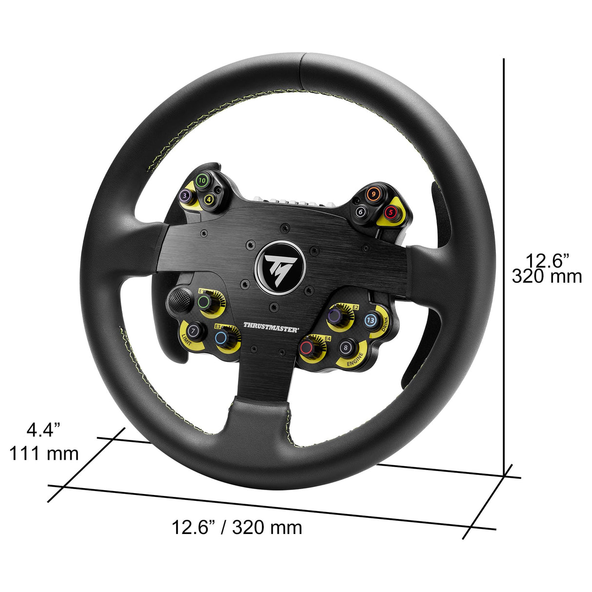 Thrustmaster EVO Racing 32R Leather, Aro de Volante Redondo Forrado en Cuero y Buje Desmontable, para PC y Consolas