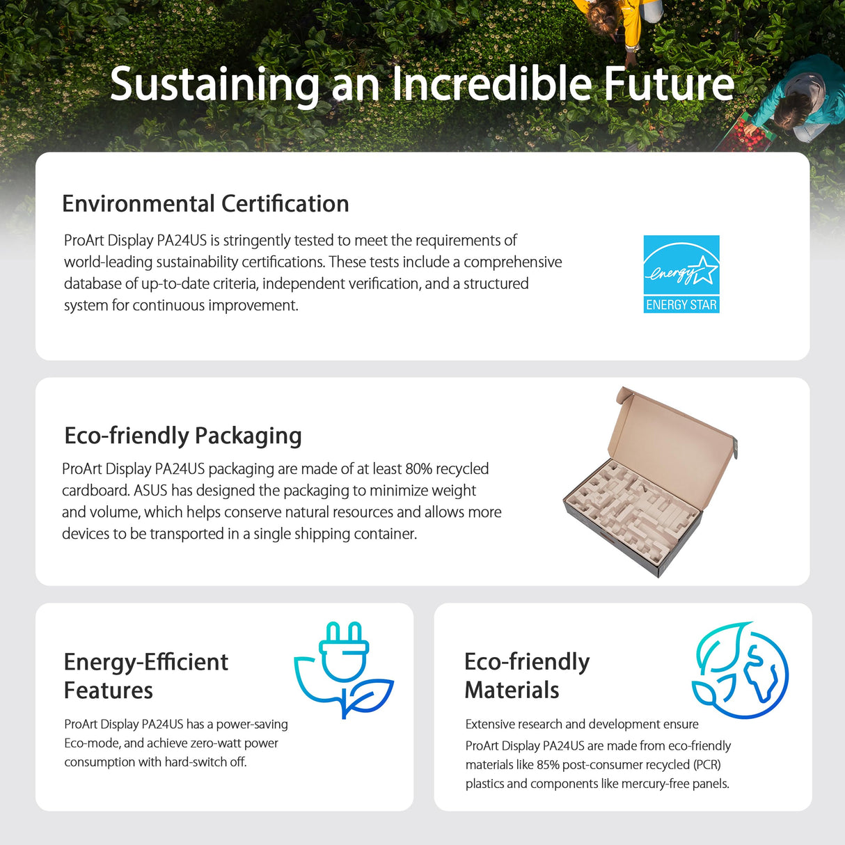 ASUS ProArt Display PA24US - Monitor Profesional de 23,6", IPS, 4K UHD (3840 x 2160), HDR-10, HLG, 99% Adobe RGB, 95% DCI-P3, ΔE < 1, 12G-SDI, USB-C, VESA DisplayHDR 600, Sostenibilidad ecológica