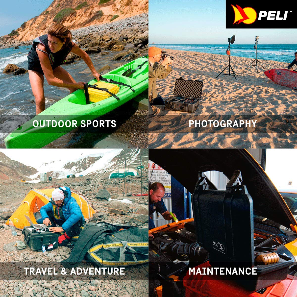 PELI 1400 Maleta ultra resistente para cámaras DSLR reflex, iluminación, objetivos y cargadores, IP67 estanca e impermeable al polvo, 9L de capacidad, fabricada en Alemania, sin espuma, color negro