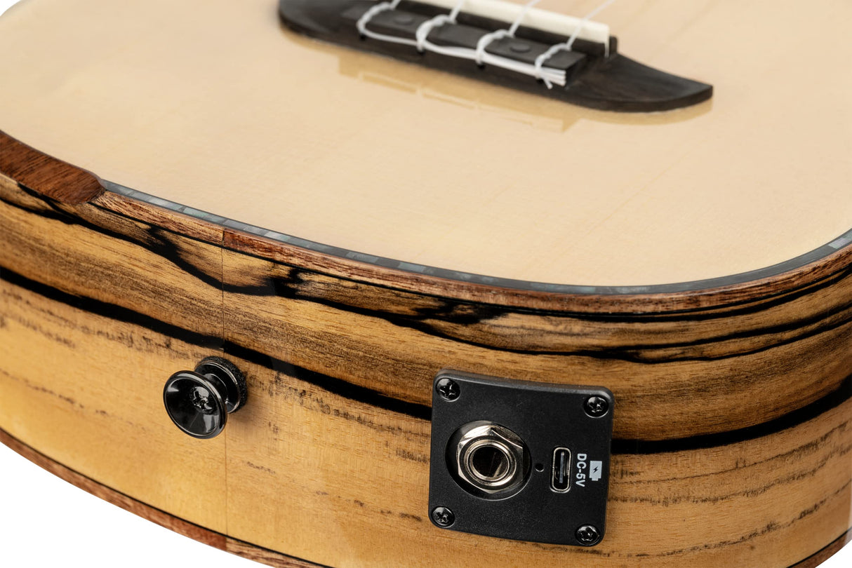 Ortega Guitars, Ukelele acústico eléctrico de 4 cuerdas para habitación privada Elite Series con bolsa, derecha, (EAGLESUITE-U)