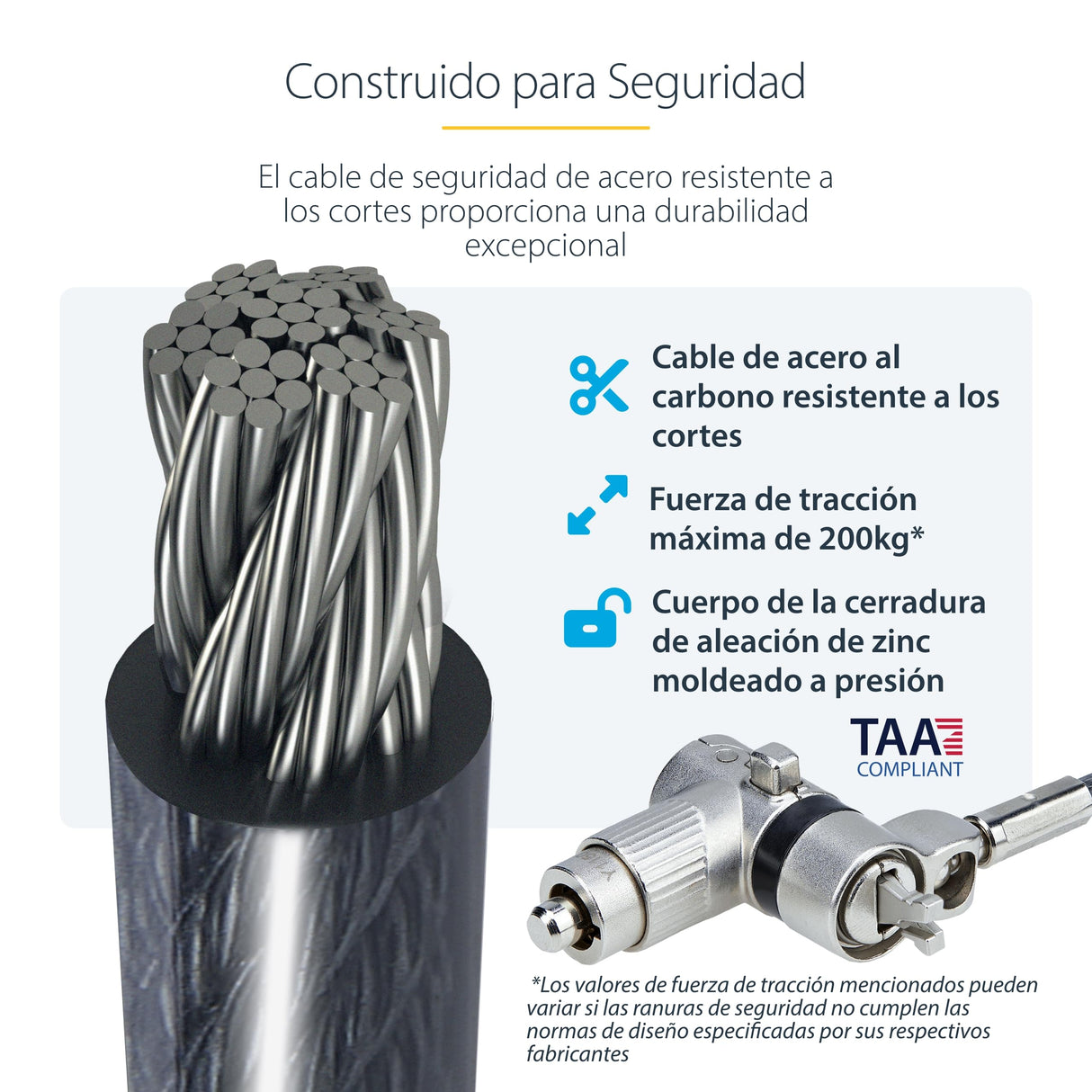 StarTech.com Paquete de 10 Cables de Seguridad Antirrobo Candado K-Slot de Llave y Clave para Portátil - Misma Llave