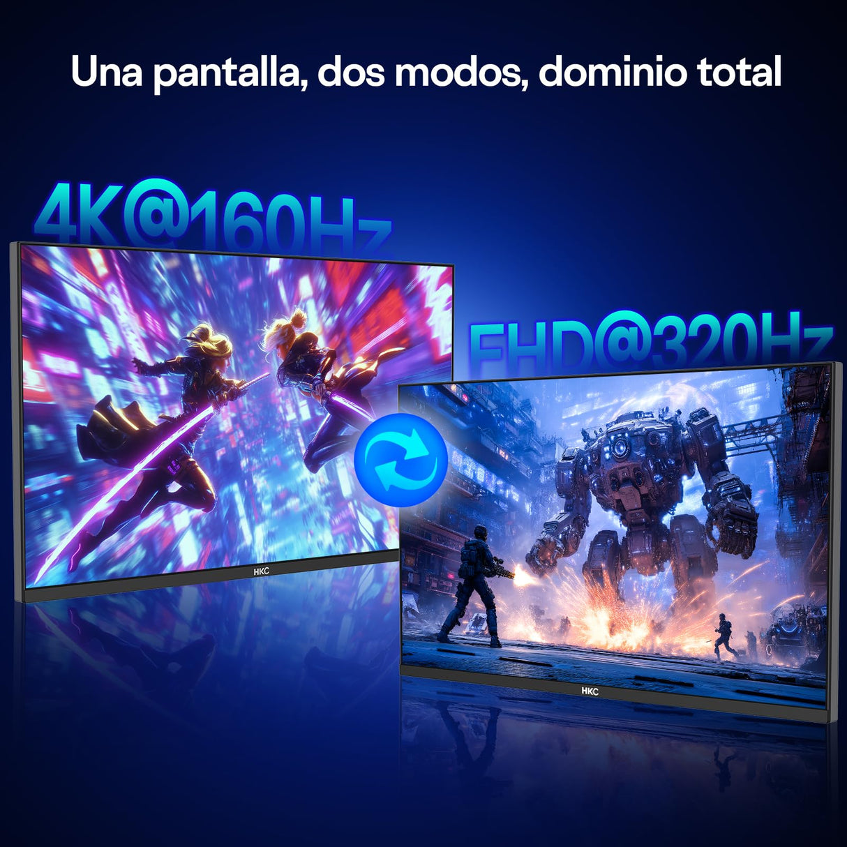 HKC G27M7Pro Monitor para Juegos de 27", Mini LED IPS, UHD 160 Hz/FHD 320 Hz, 1 ms DIC, HDR1400, 98% DCI-P3, Adaptive Sync, USB-C 90 W, 2× HDMI 2.1, DP 1.4, Soporte Ajustable en Altura, VESA 100×100