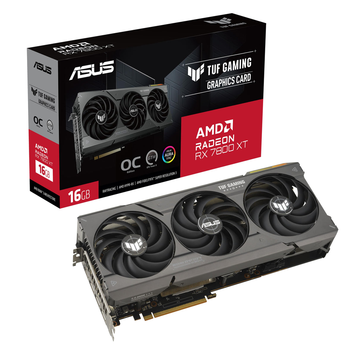ASUS TUF Gaming Radeon RX 7800 XT OC Edition 16GB GDDR6 Tarjeta gráfica (PCIe 4.0, 16GB GDDR6, HDMI 2.1, DisplayPort 2.1)