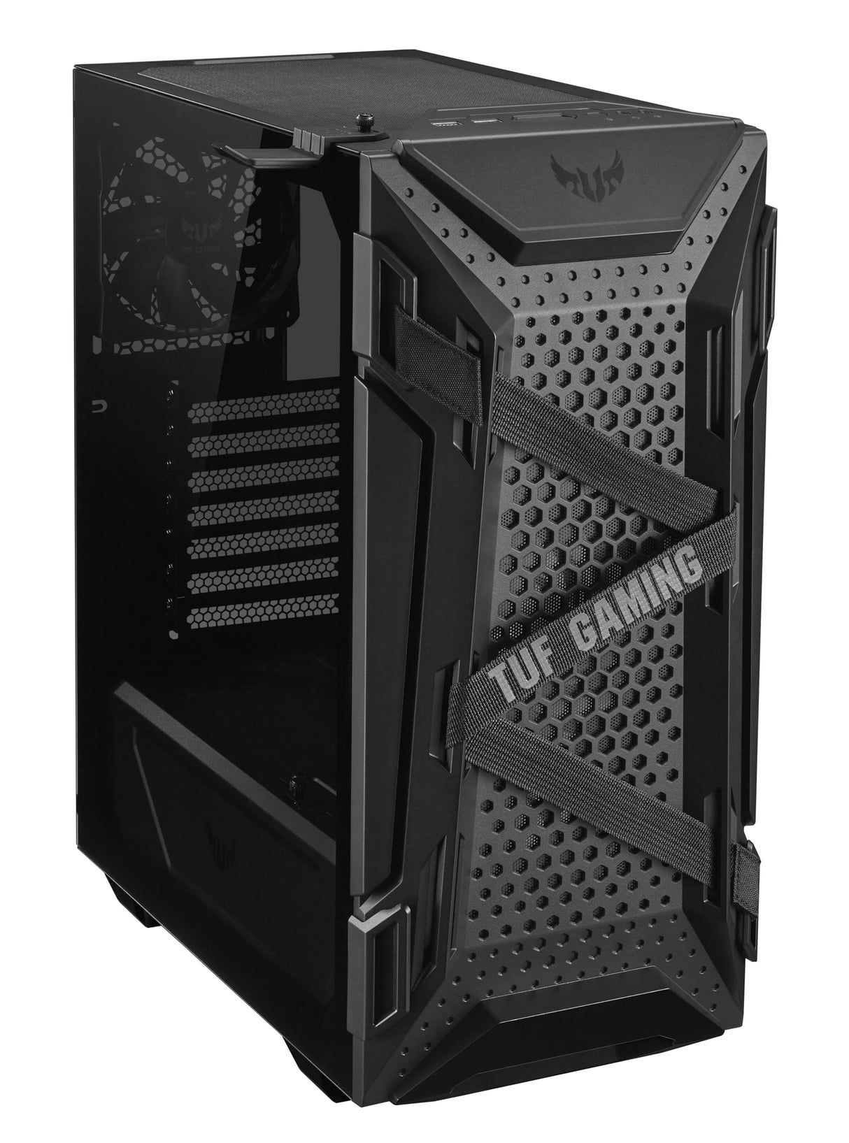 ASUS TUF Gaming GT301 - Chasis para Ordenador ATX de Media Torre, Lateral de Cristal Templado, Frontal con diseño de Panal, Ventilador RGB Aura de 120 mm, Compatible con radiadores de 360 mm