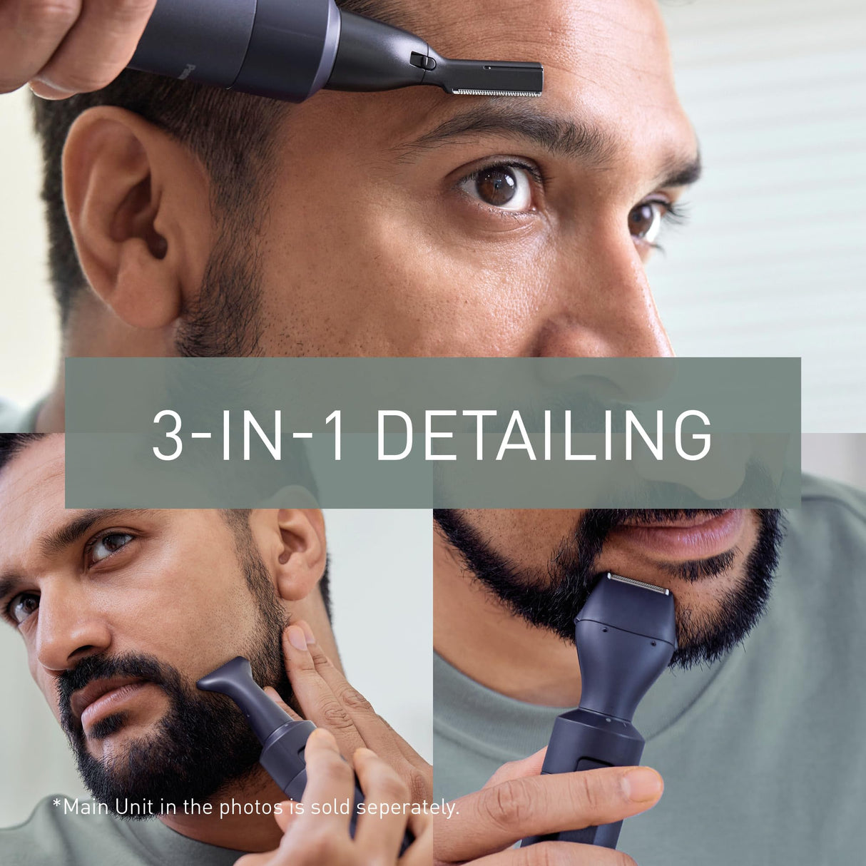 Panasonic MULTISHAPE ER-CKL2, ER-CDT1 & ER-CFB1 Paquete, Unidad principal, Accesorios Cabezales de Afeitado y Recorte, Cortabarbas y cortapelos, Cepillo Facial con batería de ion-litio, Negro