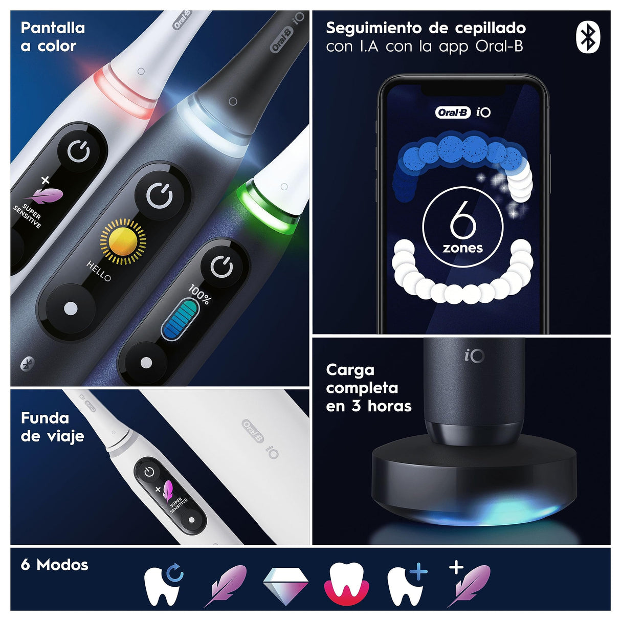 Oral-B iO Series 9 - Cepillo de dientes, eléctrico, recargable, con 1 mango, inteligencia artificial (Packaging may vary)