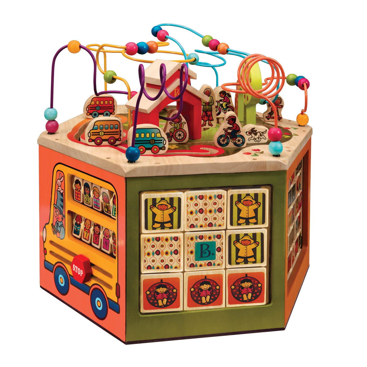 B. toys- Pájaros Cubo Centro de Actividades de Madera – Juguete de Aprendizaje para niños, Chicos – El Alfabeto, números, Formas – 12 Meses + – Youniversity, Multicolor, M (Branford Ltd. BX2134C1Z)