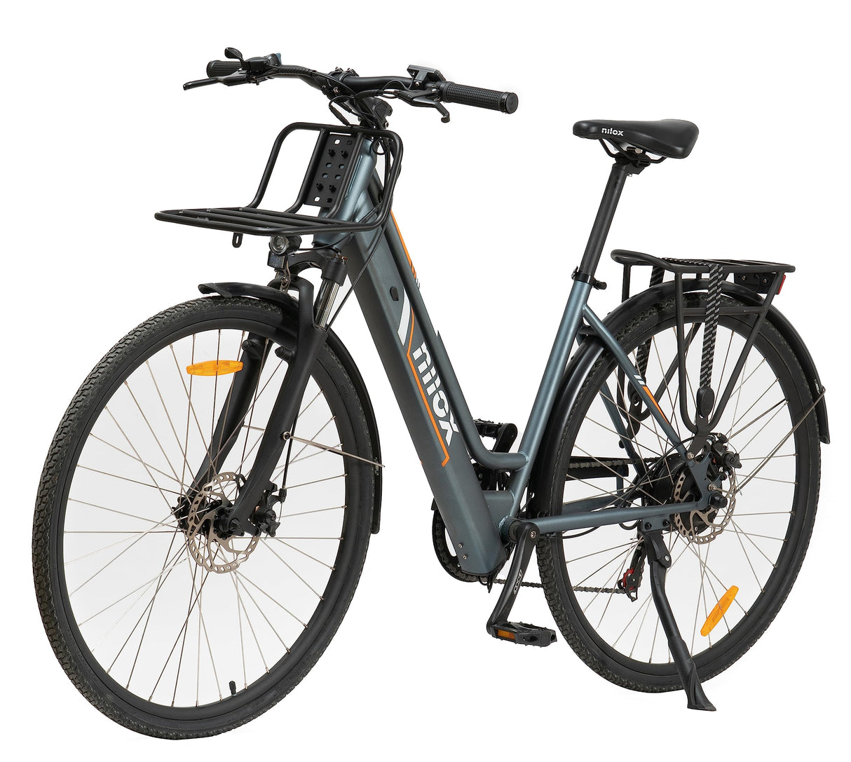 Nilox C1, Ebike Cargo Light, Capacidad Cargo 15 kg Delante y 25 kg Detrás, Autonomía hasta 55 km, Motor BAFANG 250 W, Sensor de Par, Batería 10 Ah 360 Wh, Caja de Cambios SHIMANO de 6 Velocidades