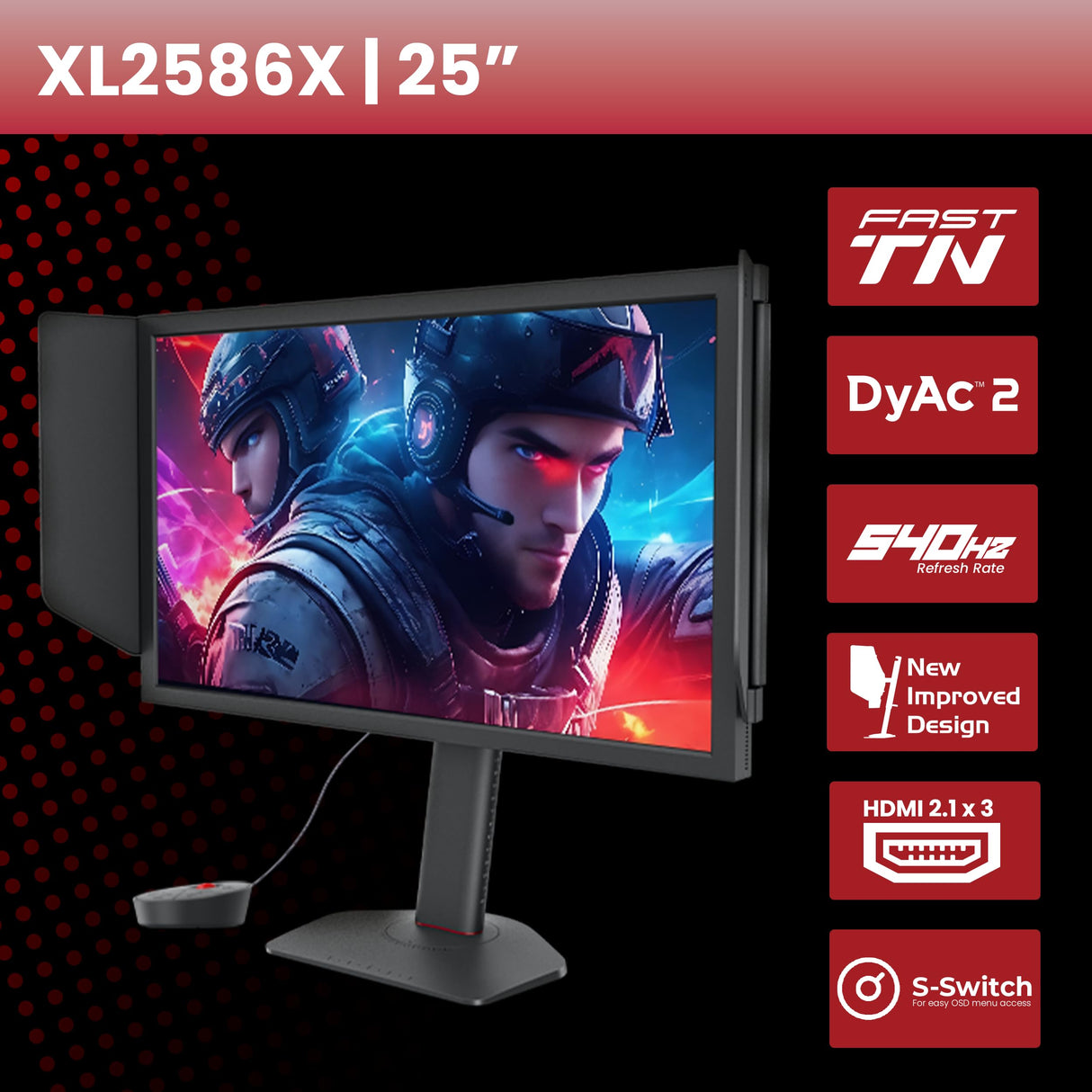 BenQ Zowie XL2586X Monitor Gaming (24.5 pulgadas, 540Hz, TN Rápido, DyAc 2, 1080p)