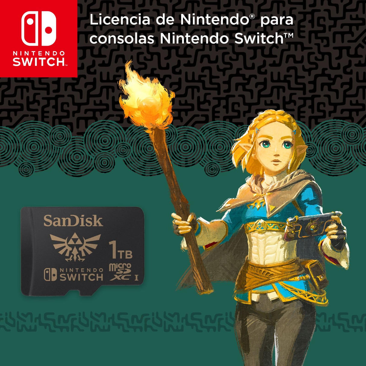 SanDisk Nintendo Tarjeta Micro SDXC 1 TB para Nintendo Switch consoles, hasta 100 MB/s, Edición Legend of Zelda, Añade de almacenamiento para tu consola Nintendo Switch, UHS-I, Class 10, U3