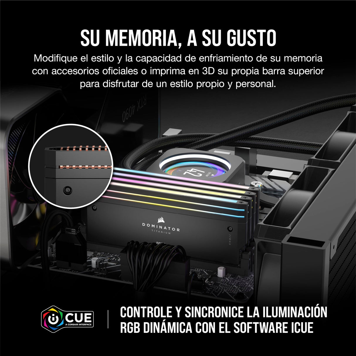 Memoria RAM CORSAIR Dominator Titanium RGB DDR5 96GB (4x24GB) 6400MHz CL32 Compatible con Intel XMP iCUE - Negro (CMP96GX5M4B6400C32)