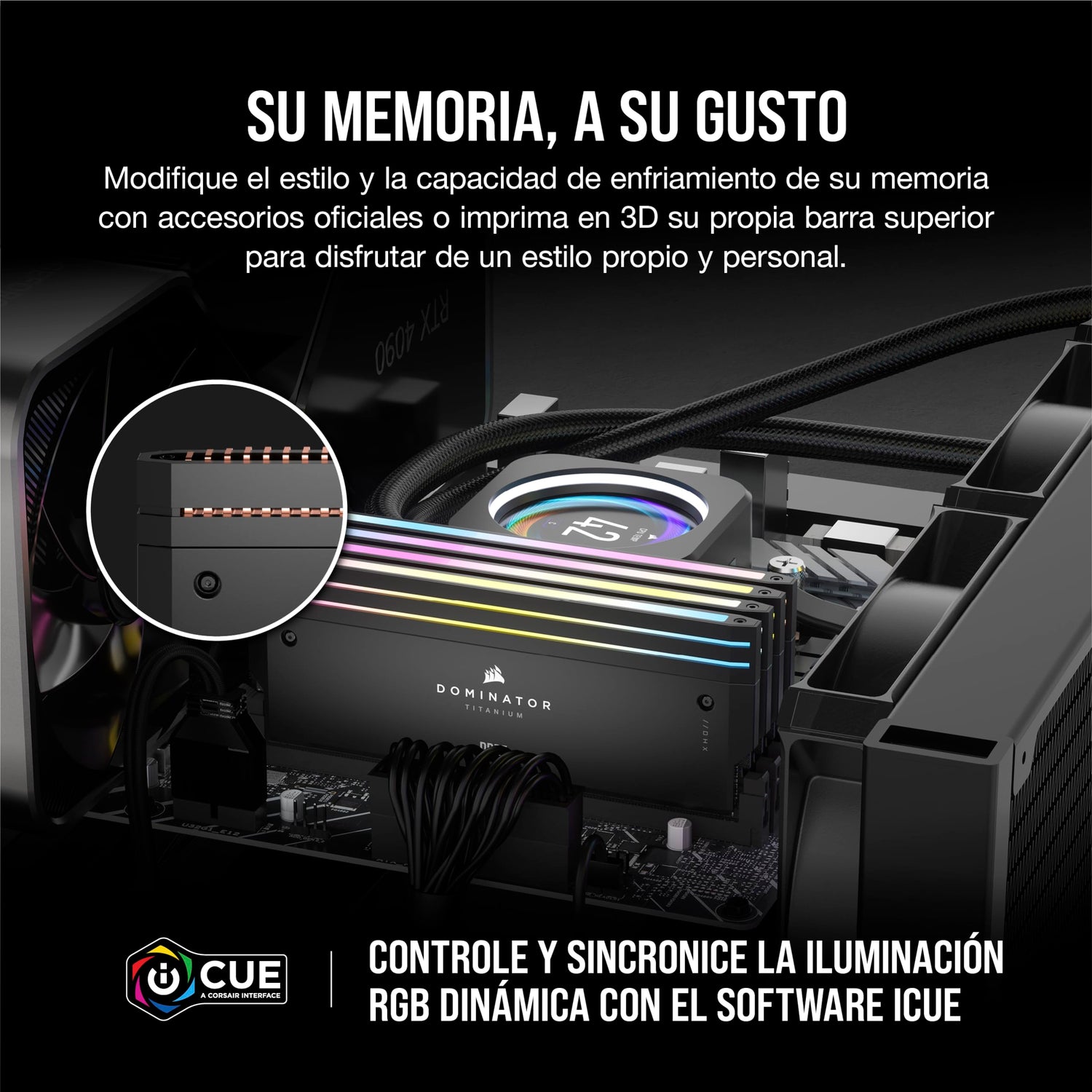 Memoria RAM CORSAIR Dominator Titanium RGB DDR5 96GB (4x24GB) 6400MHz CL32 Compatible con Intel XMP iCUE - Negro (CMP96GX5M4B6400C32)