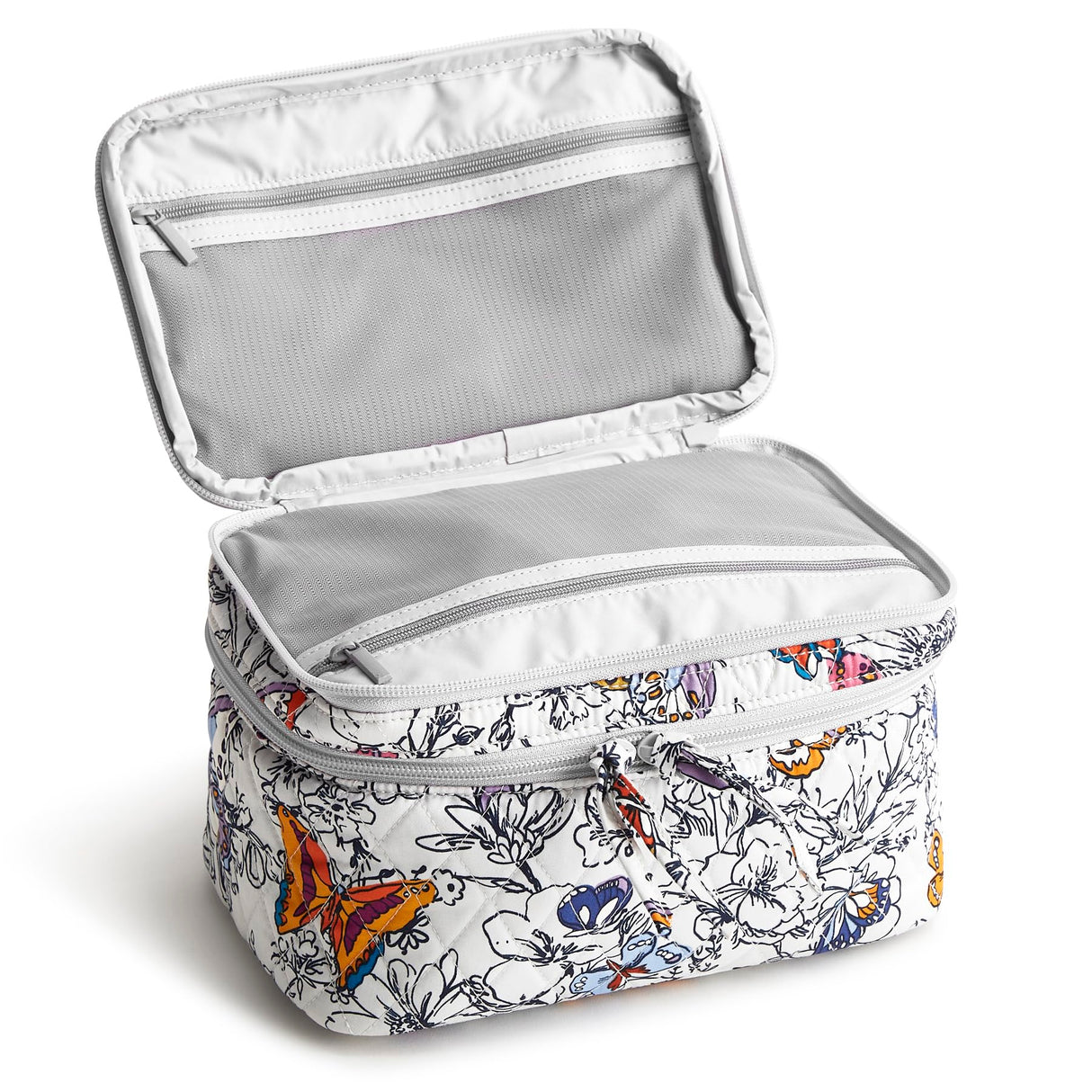 Vera Bradley Neceser de Maquillaje de algodón para Mujer, Wing + Bloom, Talla única, Neceser de algodón para cepillar