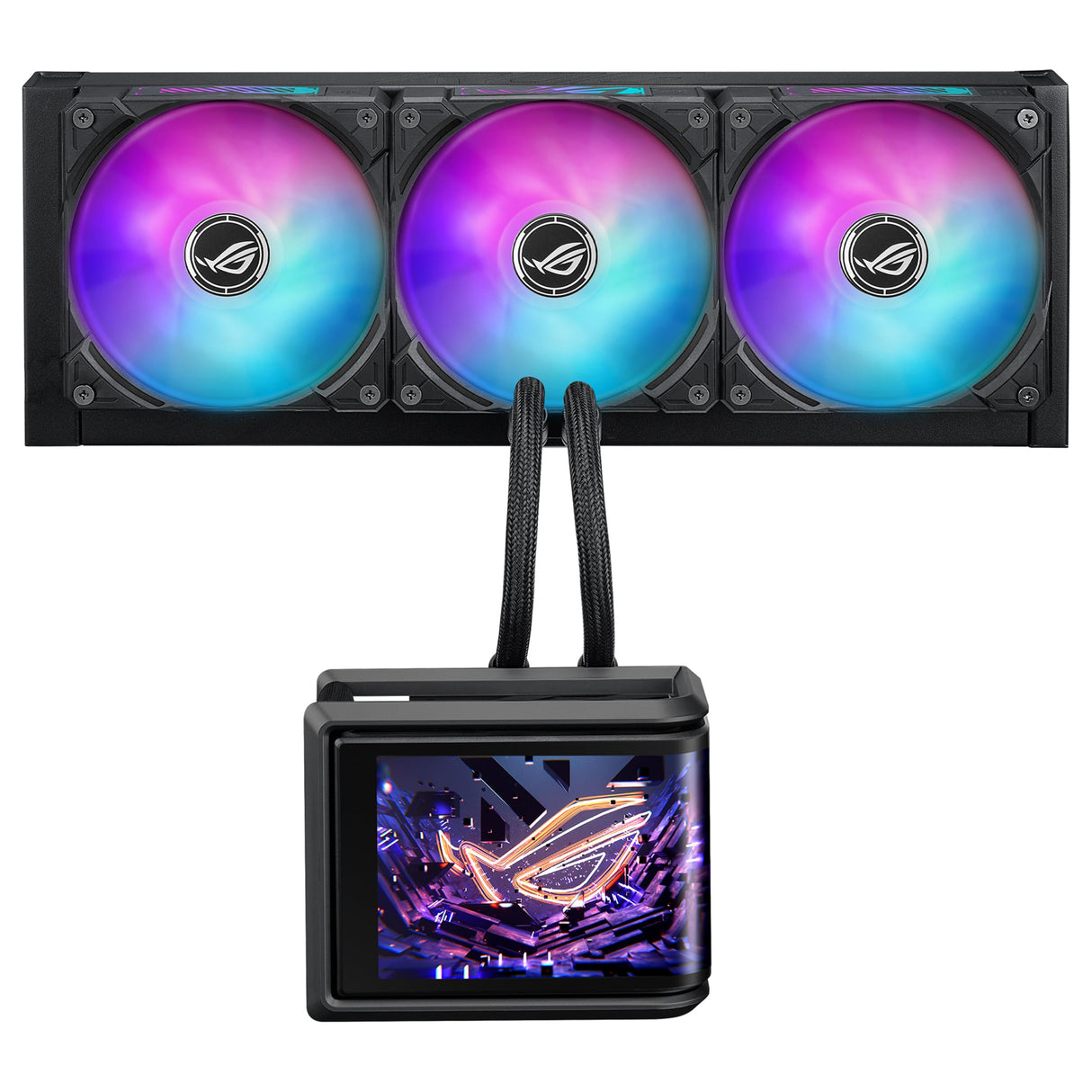 Asus ROG Ryuo IV SLC 360 ARGB - Sistema de refrigeración líquida todo en uno para CPU; tubos más cortos; pantalla AMOLED curva de 6,67 pulgadas que admite vídeo o información personalizada del sistema