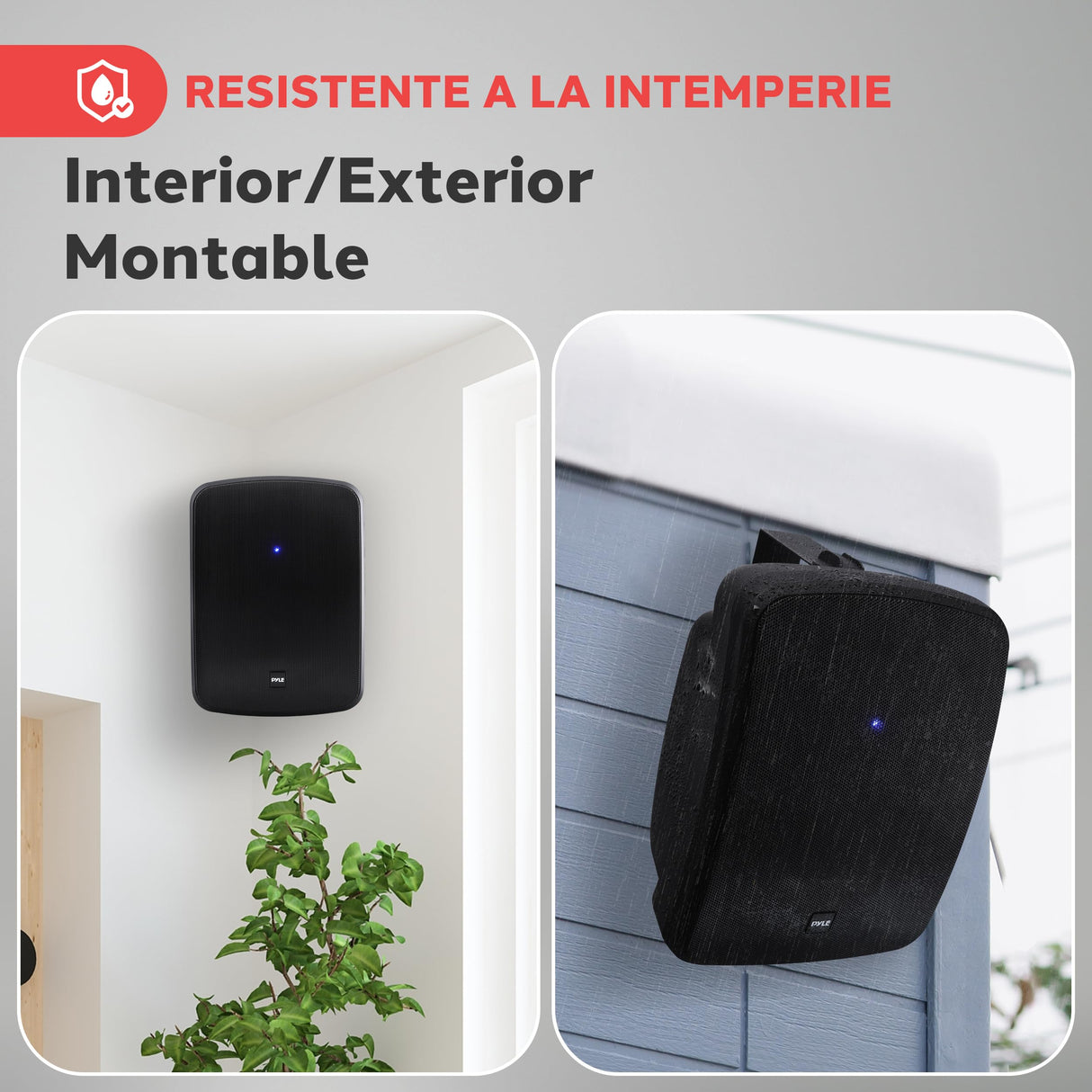 Pyle Altavoz Bluetooth de 800 W con Montaje en Pared – Altavoz Estéreo Activo y Pasivo de 6,5" (16,5 cm), Resistente al Agua para Exterior e Interior – Color Negro