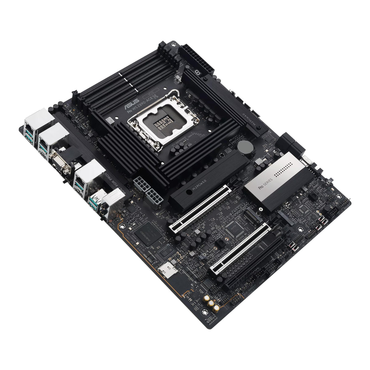 ASUS Pro WS Z890-ACE SE, Placa Base Intel ATX, 16+2+1+2 Fases de alimentación, Ranura DDR5, PCIe 5.0 para Tarjetas gráficas de Nueva generación, 4 Ranuras M.2, Puertos USB-C Thunderbolt, Negro