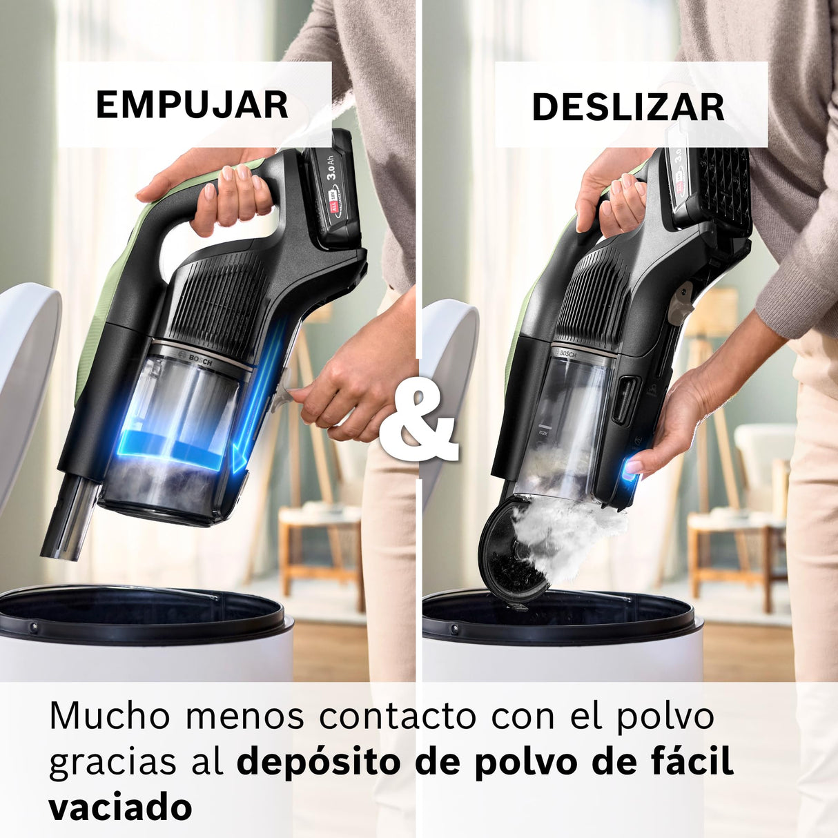Bosch, Aspirador sin Cable Unlimited 9, batería de 3,0 Ah, tecnología MicroClean, depósito de Polvo de fácil Vaciado, Luces LED, Verde, BBS921TBA