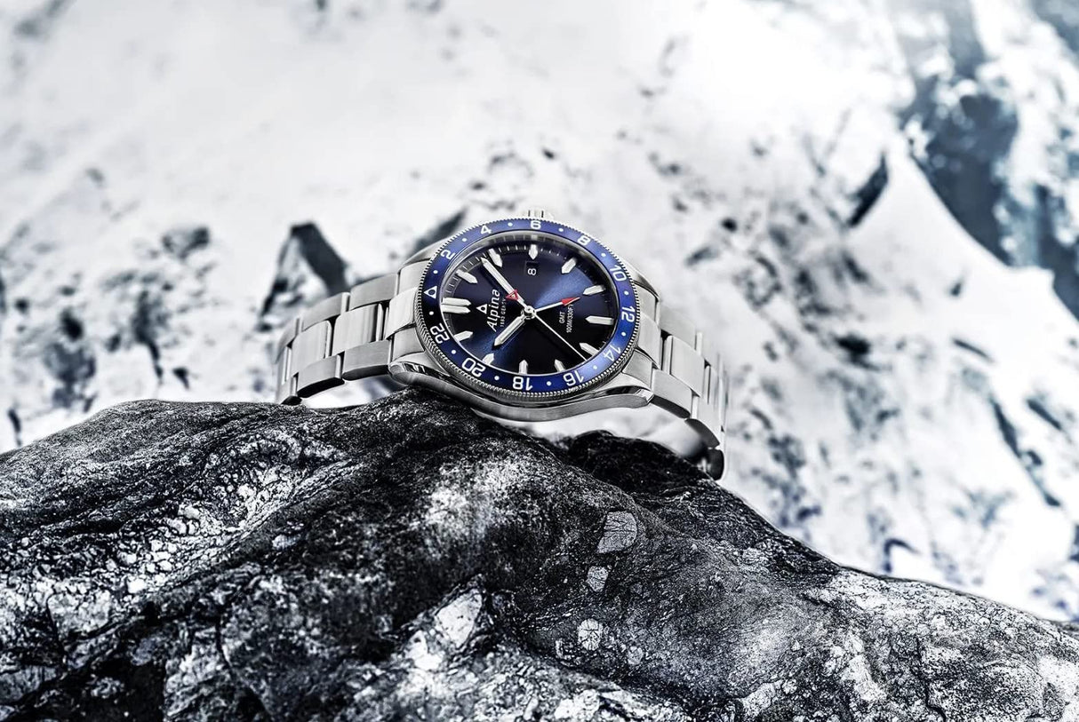 Alpina Reloj Analógico para Hombres de Cuarzo Suizo con Correa en Acero Inoxidable AL-247GB4E6B