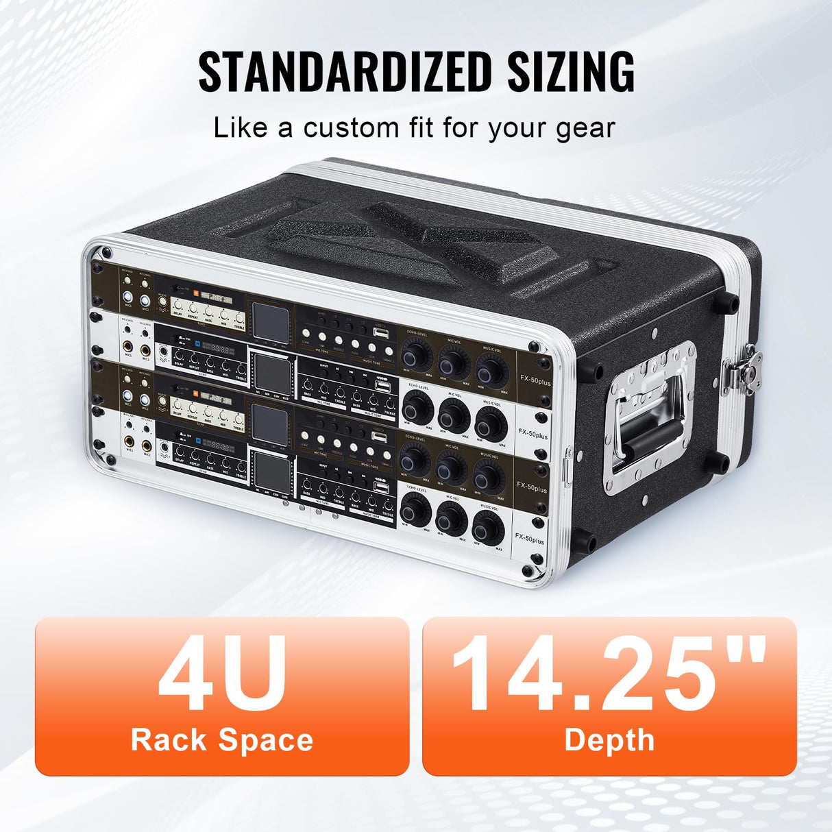 VEVOR 4U Gabinete para Servidor, Profundidad de 361,95 mm, Gabinete para Rack de Servidor con Manija de Construcción ABS, Paneles Frontal y Posterior Desmontables para Amplificadores, Mezcladores