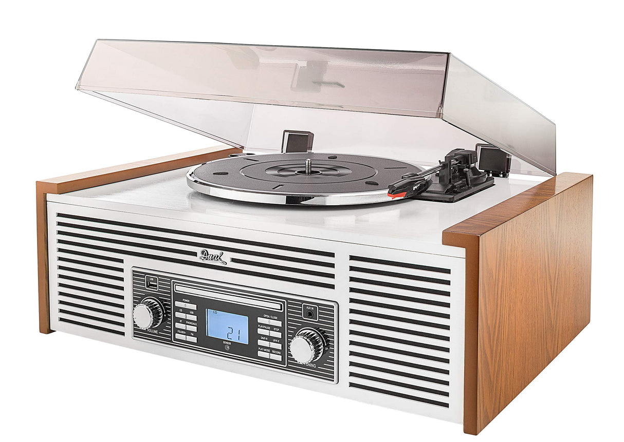 Dual NR 7 - Equipo de música estéreo con Tocadiscos (sintonizador FM, CD-RW, MP3, USB, Bluetooth, Entrada Auxiliar), Color marrón