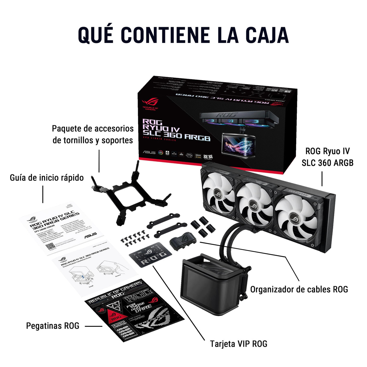 Asus ROG Ryuo IV SLC 360 ARGB - Sistema de refrigeración líquida todo en uno para CPU; tubos más cortos; pantalla AMOLED curva de 6,67 pulgadas que admite vídeo o información personalizada del sistema