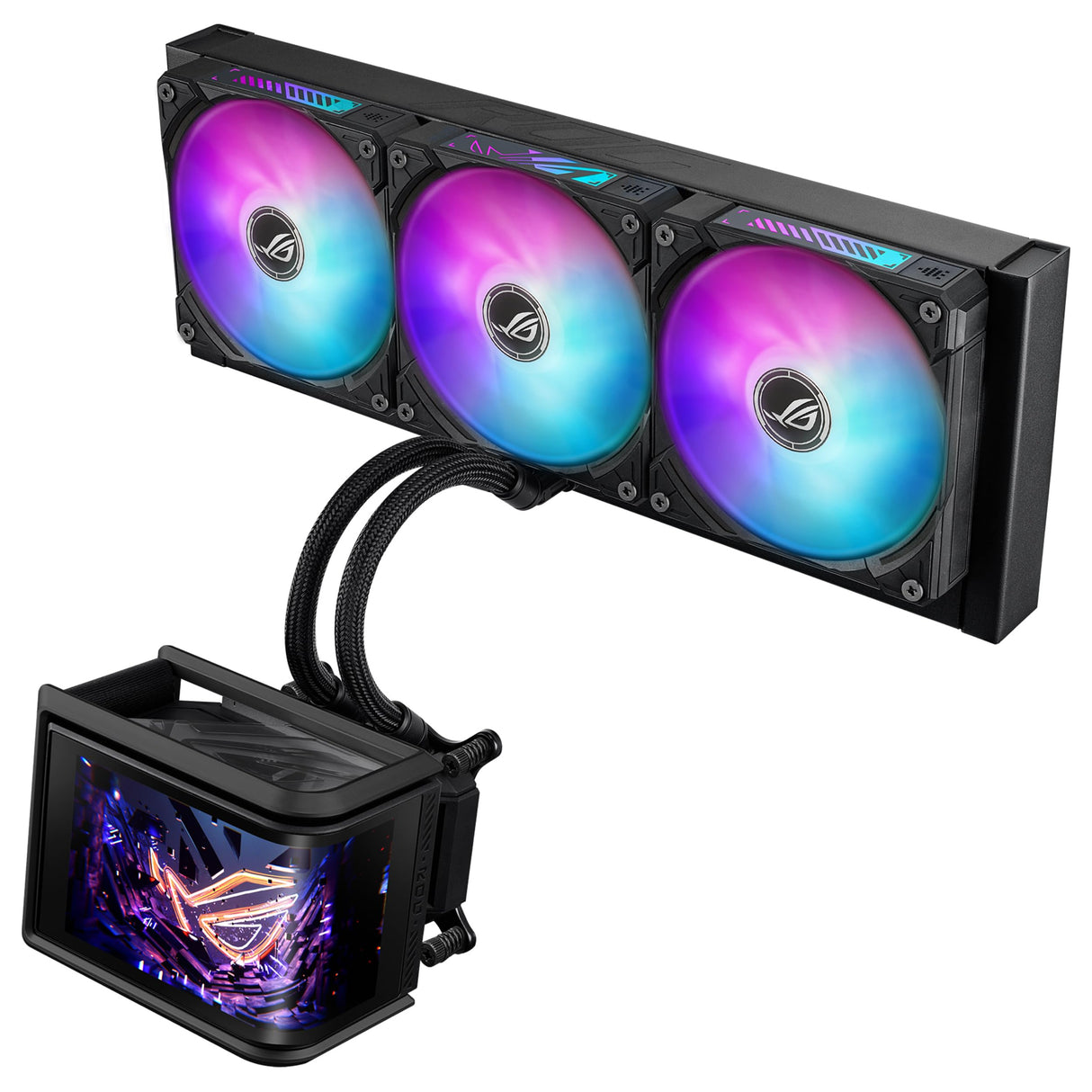 Asus ROG Ryuo IV SLC 360 ARGB - Sistema de refrigeración líquida todo en uno para CPU; tubos más cortos; pantalla AMOLED curva de 6,67 pulgadas que admite vídeo o información personalizada del sistema
