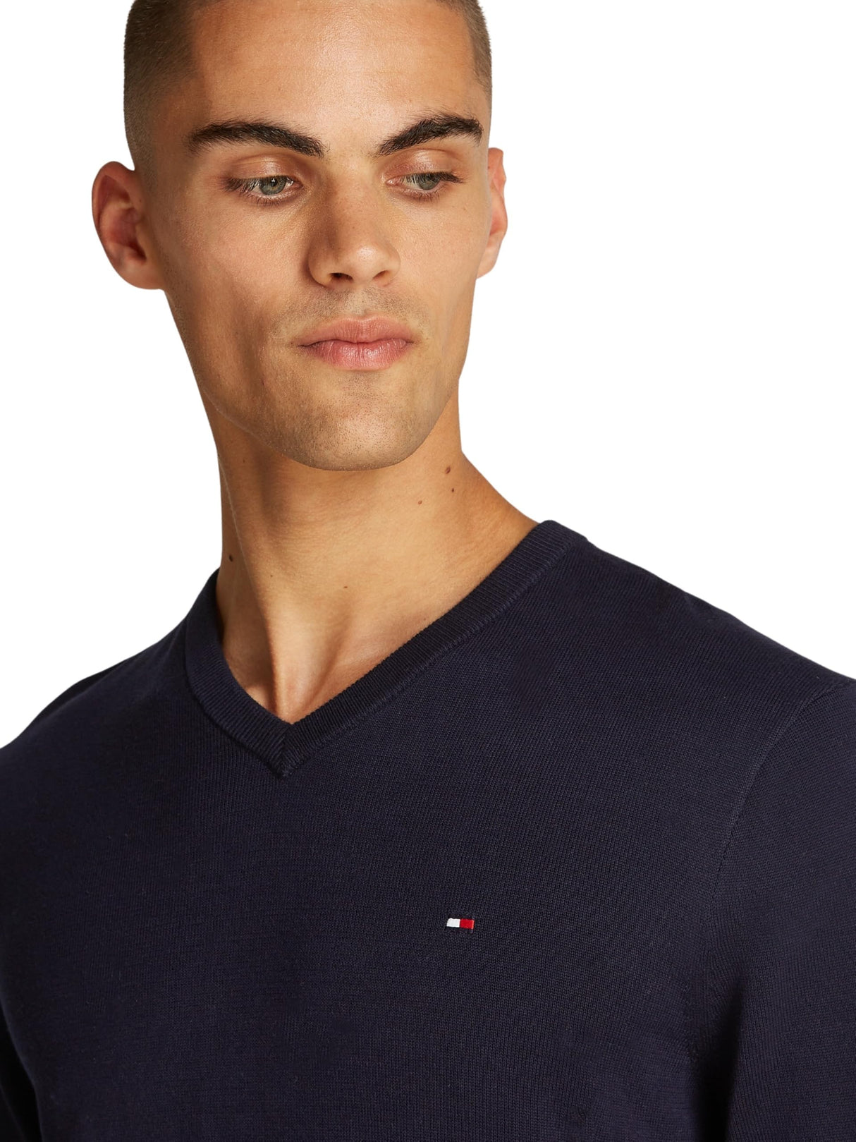Tommy Hilfiger Jersey Hombre Essential Cotton con Cuello de Pico, Azul (Desert Sky), L