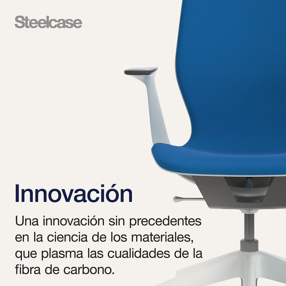 Steelcase SILQ Silla ergonómica de altura regulable, carcasa gris claro o plástico de carbono metalizado y tapicería azul real