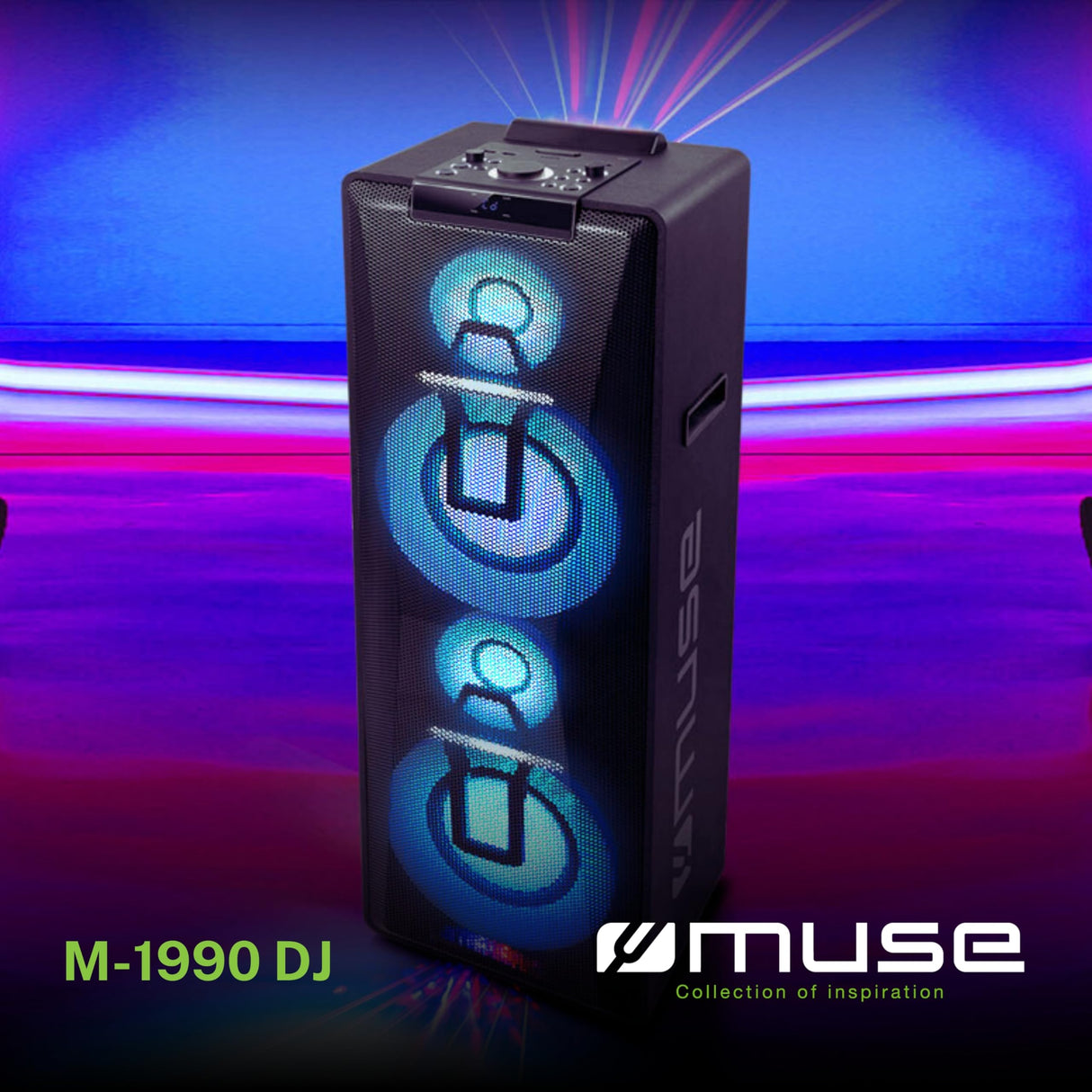 Altavoz Multimedia MUSE M-1990 DJ Bluetooth, USB, CD, Efectos Luz,1000W