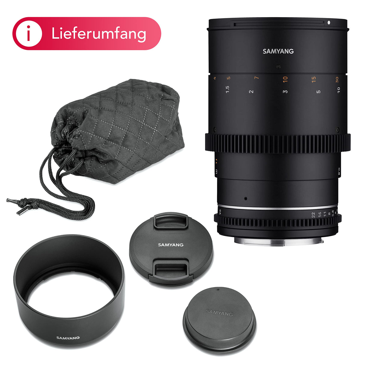 Samyang MF 135 mm T2,2 VDSLR MK2 MFT – Teleobjetivo de Video Cine Distancia Focal Fija para Micro Cuatro Tercios, Enfoque Manual para Panasonic DC-GH5s DC-GH5 II BGH1 Olympus OM-D E-M1 Mark III
