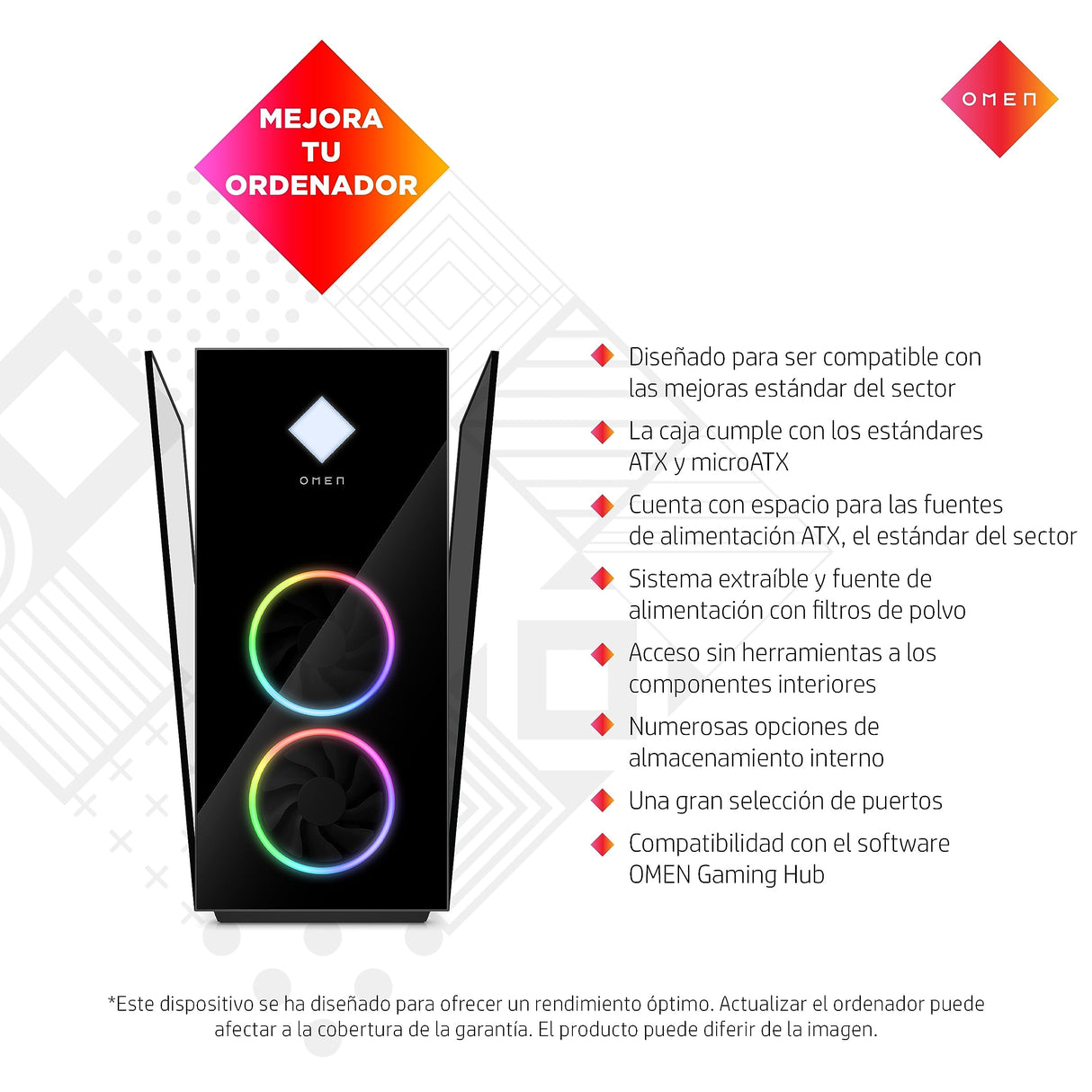 HP PC de Sobremesa OMEN 40L Desktop GT21-0050ns PC I7-12700K 32 GB RAM 2 TB HDD + 1 TB SSD