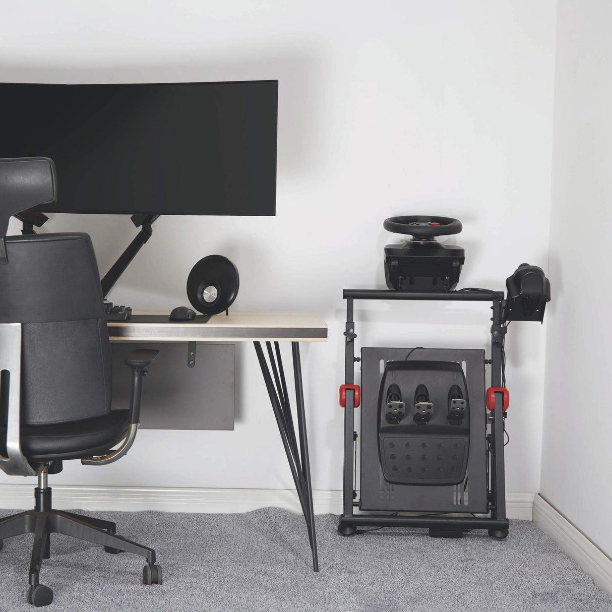 WHEEL STAND GT PRO - Soporte universal para el volante, los platos y las bielas y la caja de cambios compatible con todos los productos Logitech, Thrustmaster y Fanatec.