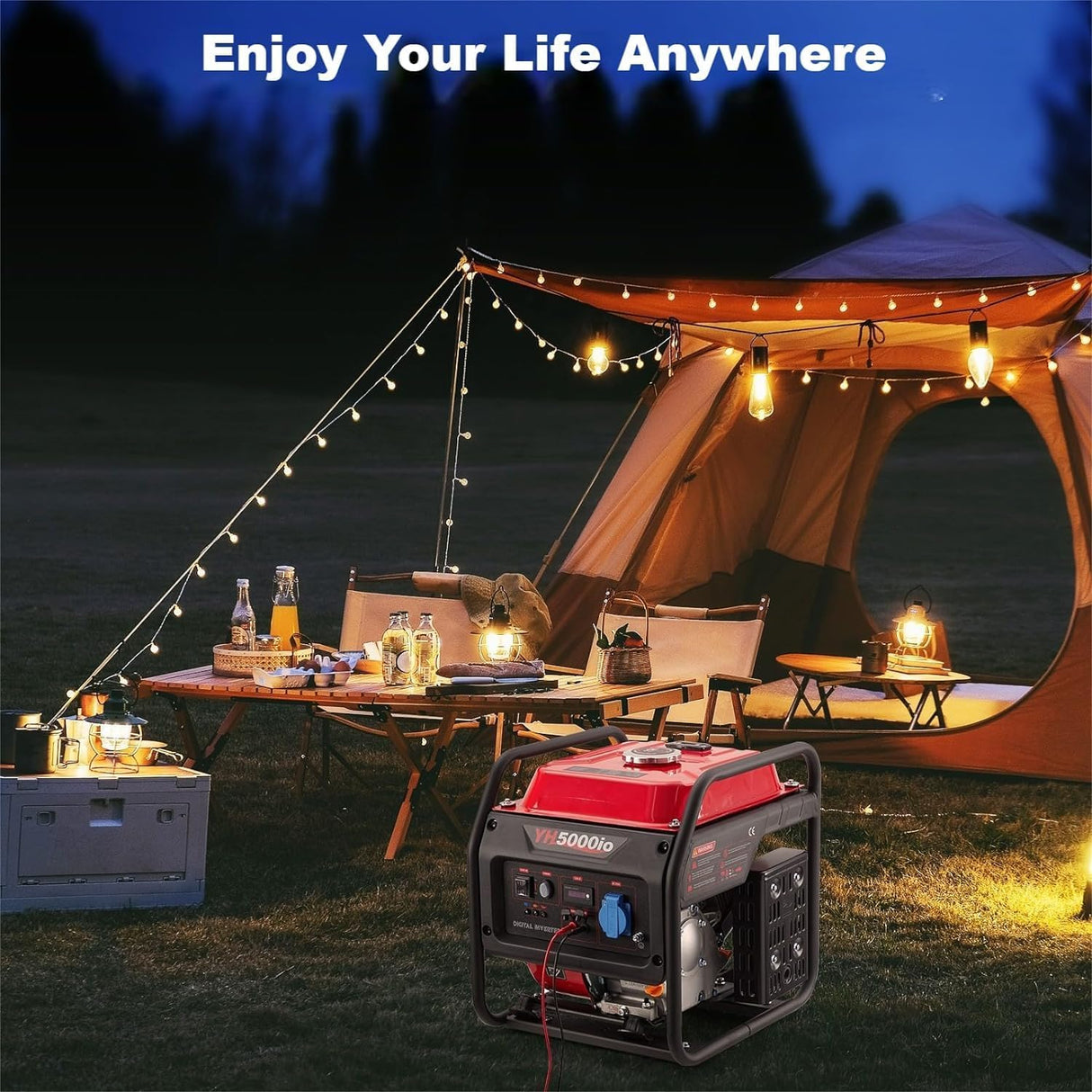 Generador de 4000 W de frecuencia variable, generador de gasolina, extremadamente silencioso, USB, enchufe impermeable, portátil, adecuado para exteriores, camping, autocaravana, emergencia