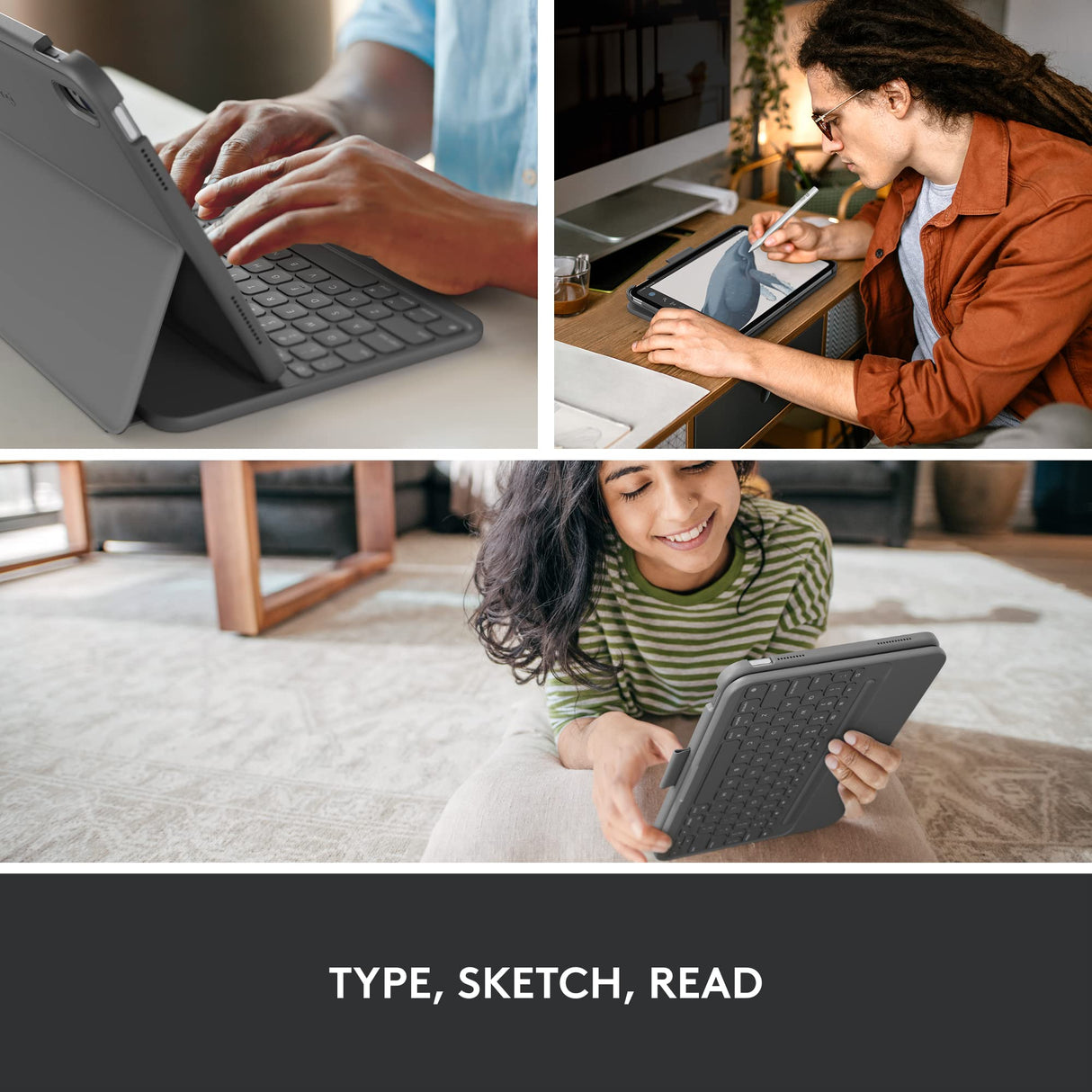 Logitech para iPad (10.ª generación) Funda con Teclado| Slim Folio con Teclado inalámbrico Integrado (Grafito) - French Layout