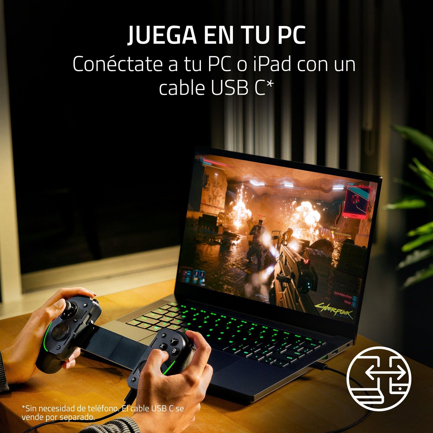 Razer Kishi Ultra - Mando para Juegos USB-C para iPhone y Smartphones Android y iPad Mini (Sensa HD Haptics, Chroma RGB, Carga Passthrough, Botones Mecha-Táctiles y D-Pad, Juegos móviles) Negro