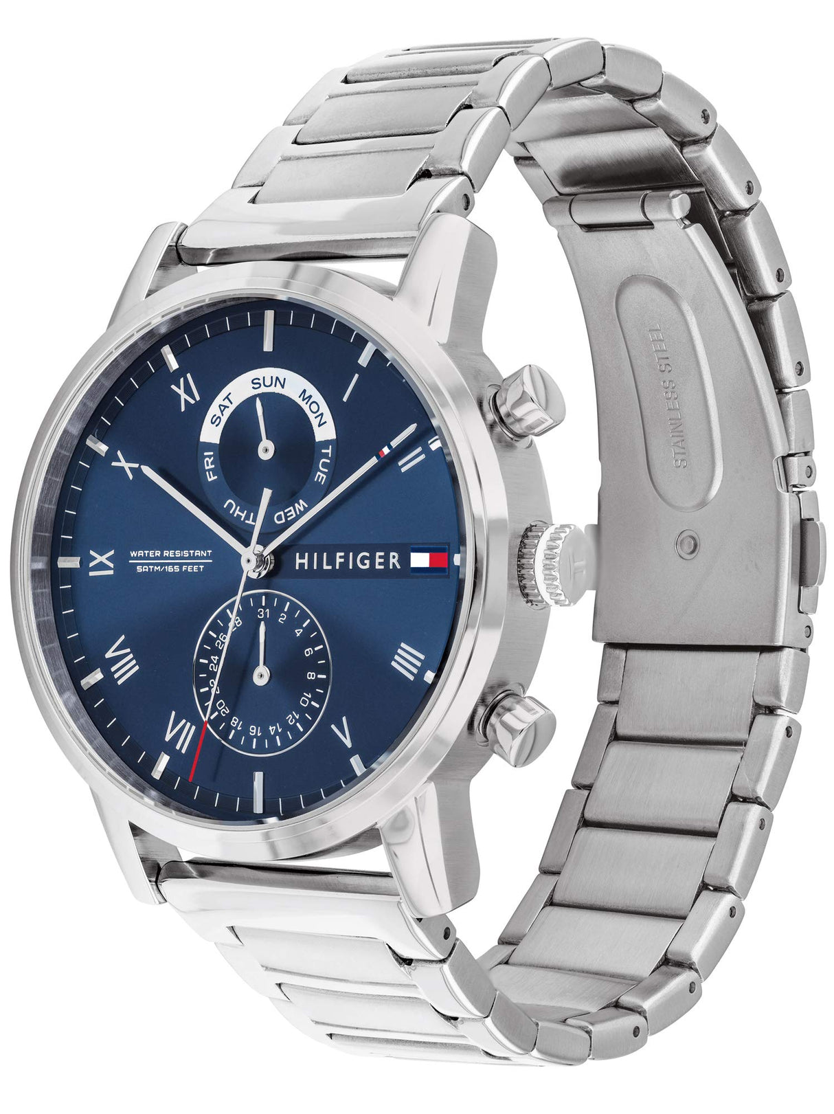 Tommy Hilfiger Reloj Analógico de Cuarzo Multifunción para Hombre con Correa de Acero Inoxidable Plateada - 1710401