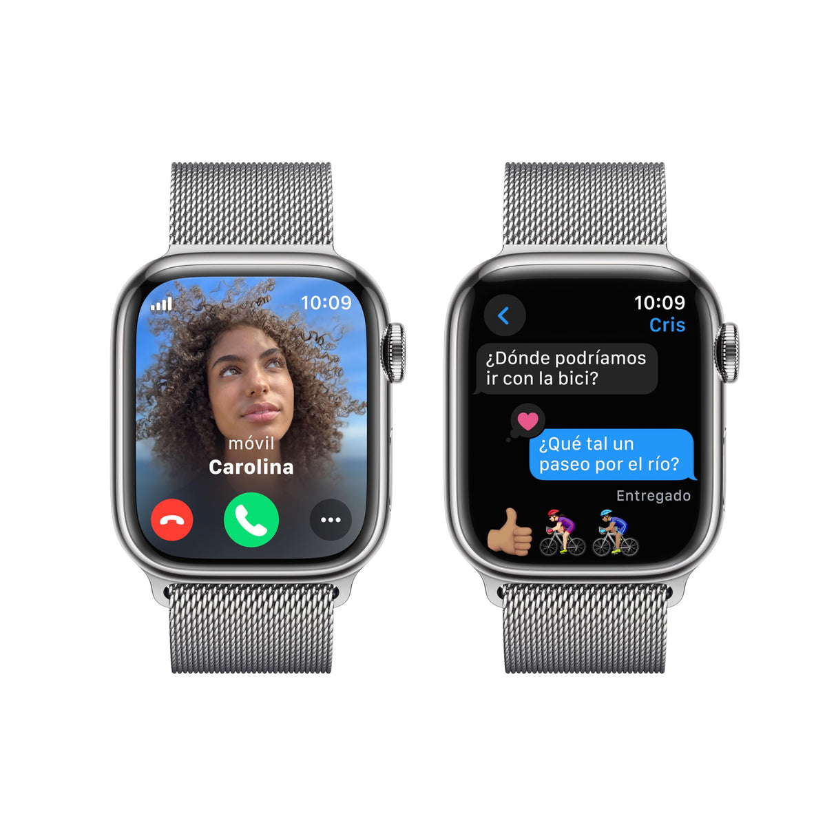 Apple Watch Series 9 (GPS + Cellular) - Caja de Acero Inoxidable en Plata de 41 mm - Pulsera Milanese Loop en Plata