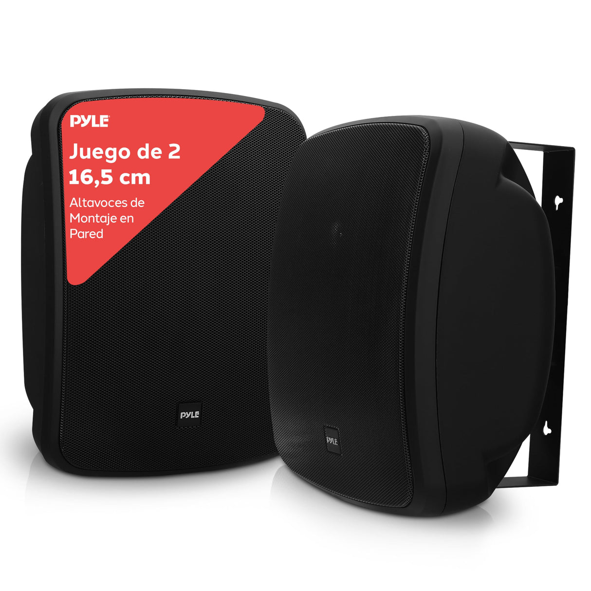 Pyle Altavoz Bluetooth de 800 W con Montaje en Pared – Altavoz Estéreo Activo y Pasivo de 6,5" (16,5 cm), Resistente al Agua para Exterior e Interior – Color Negro