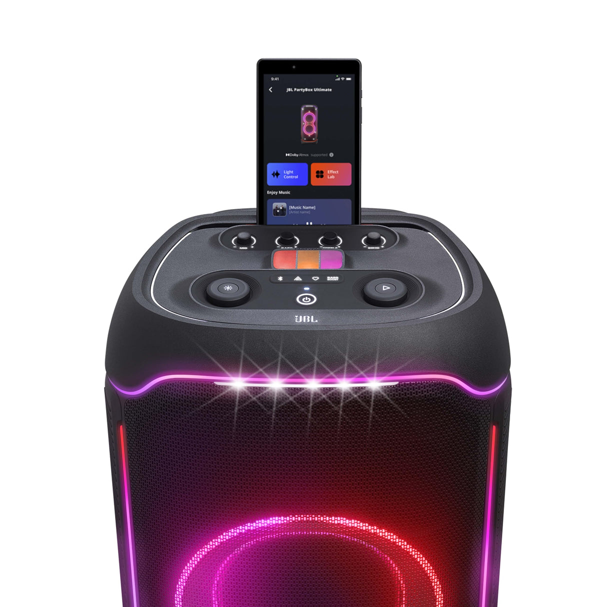 JBL PartyBox Ultimate, Altavoz portátil para Fiestas con Sonido Original Pro, a Prueba de Salpicaduras según IPX4, Efectos Luminosos multidimensionales, Negro