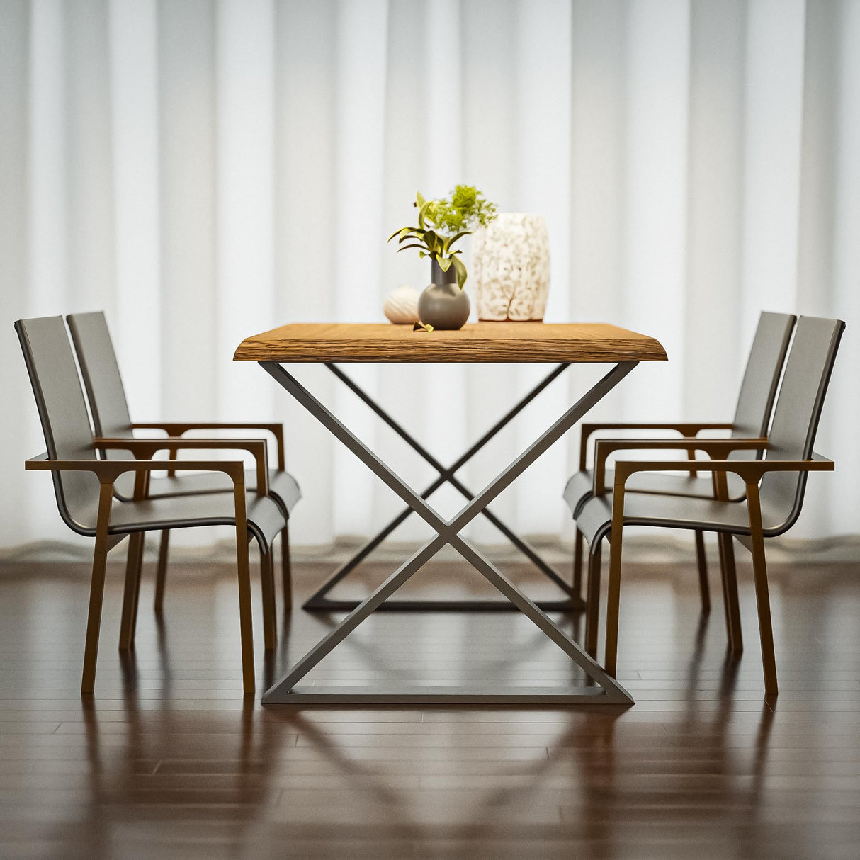 Amig - Juego de 2 Patas para Mesas de Comedor o Recibidor - Set de Patas para Mesa de Estilo Industrial - Material: Acero - 712 x 780 x 80 mm - Resistencia y Durabilidad - Acabado en Negro Mate