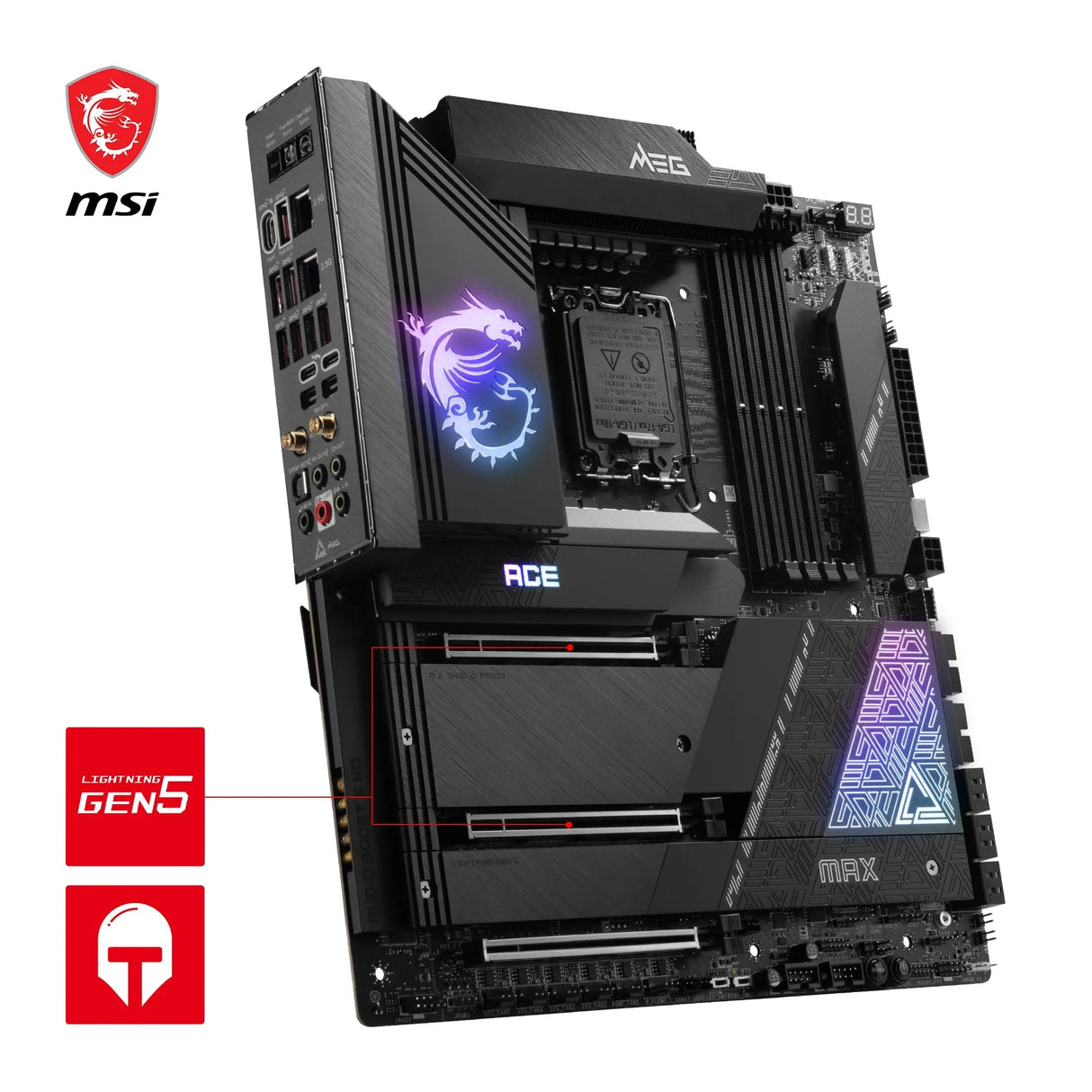 MSI Meg Z790 Ace MAX, Placa Base E-ATX, Admite Procesadores Intel 12 y 13 Gen Core, LGA 1700, 105A SPS VRM, DDR5 7800+MHz/OC, PCIe 5.0 x16, M.2 Gen5, LAN Dual 2.5G, Wi-Fi 7, Thunderbolt 4